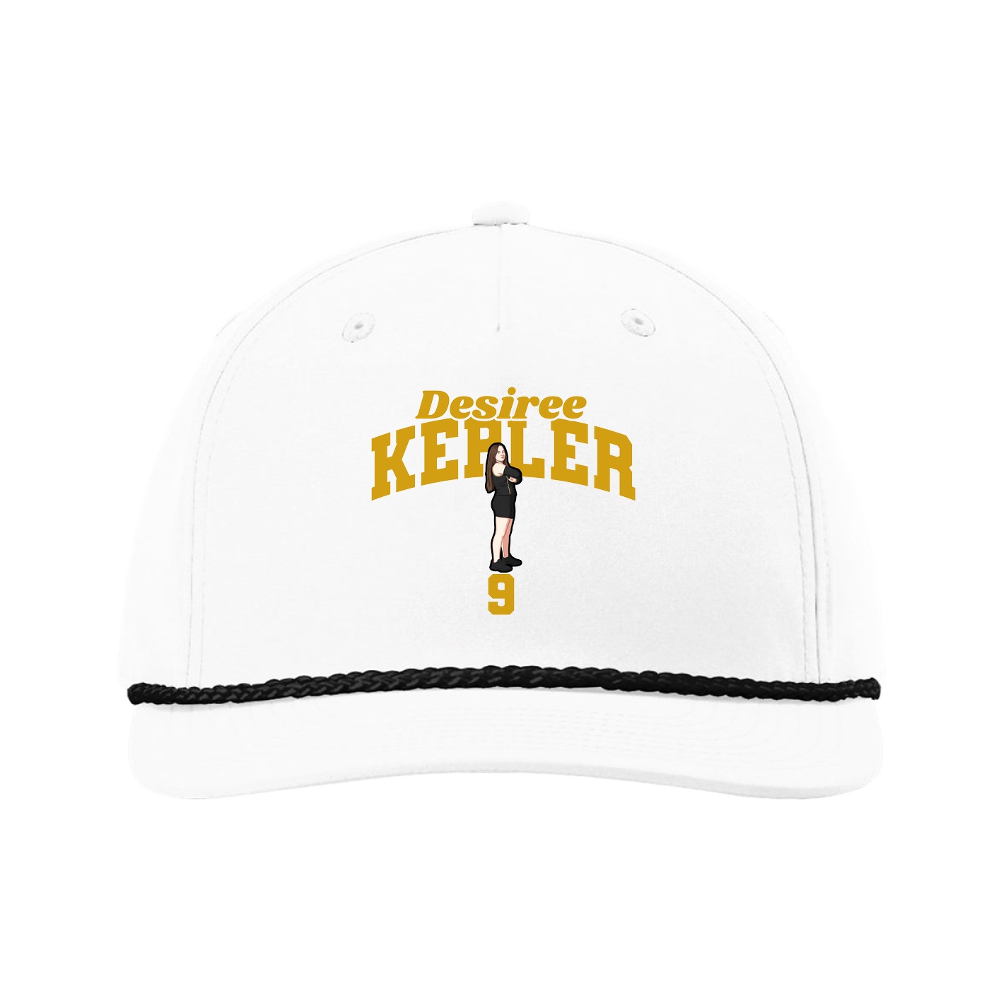 Five-Panel Classic Rope Cap — Signature Arch in White