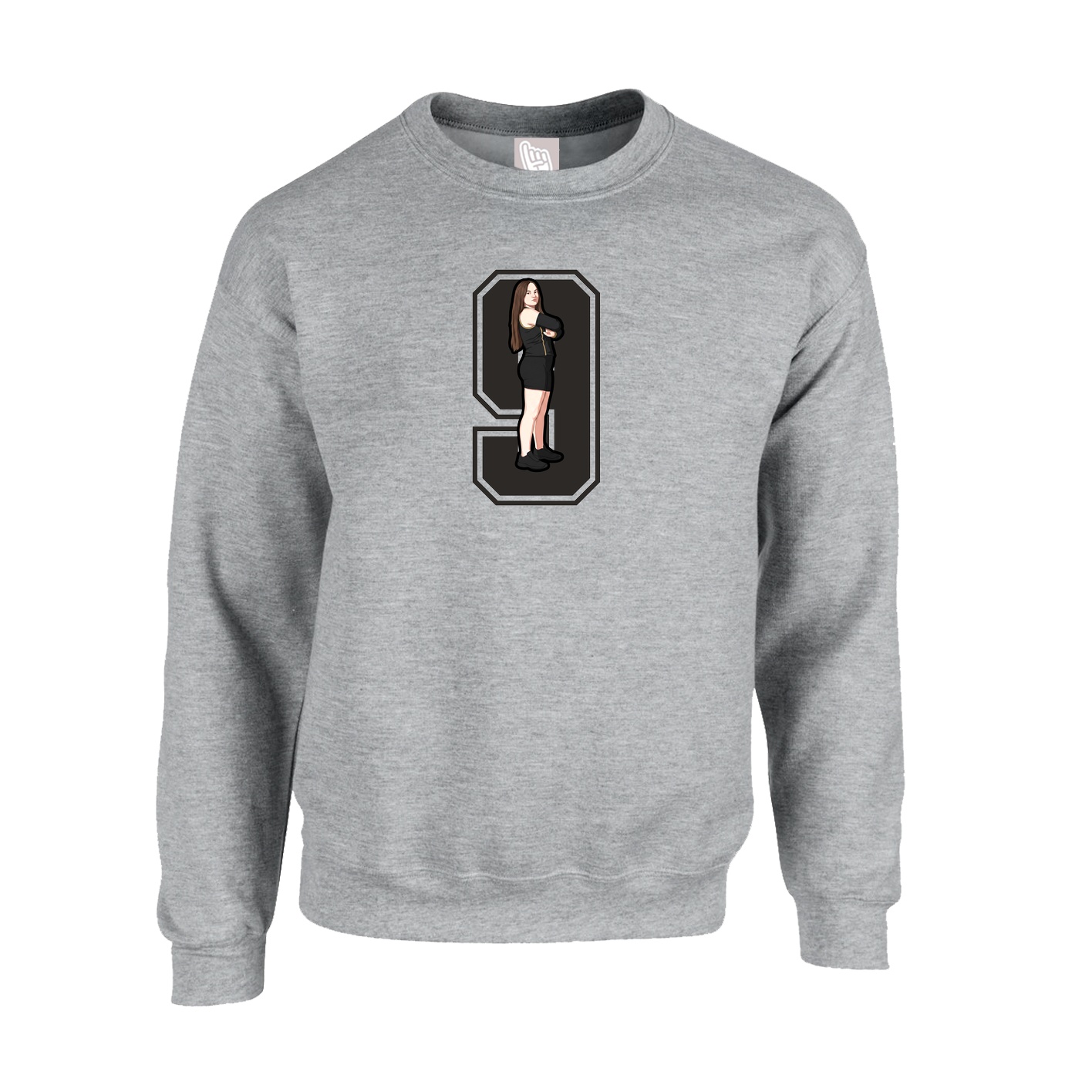 Fleece Crew — Number in Grey