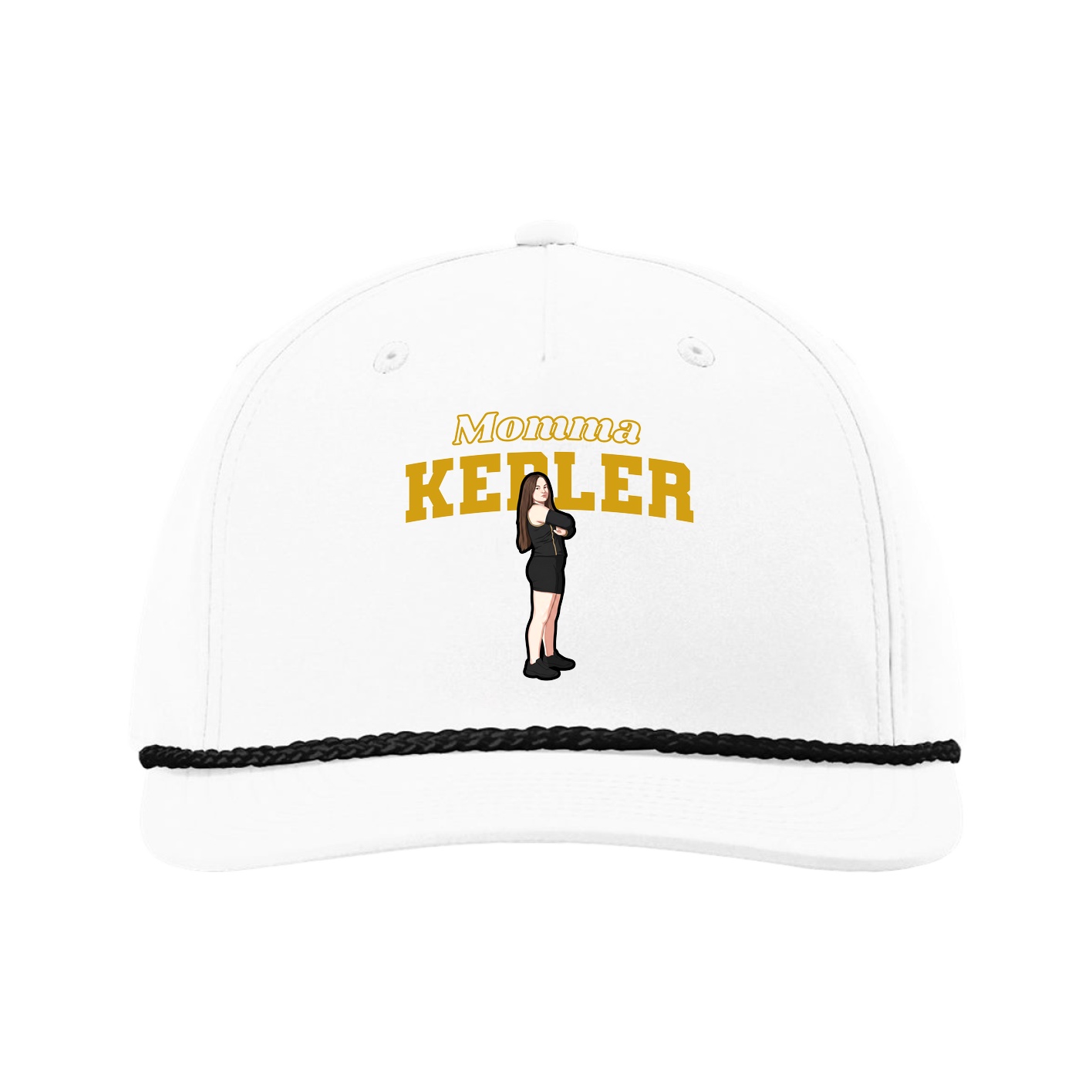 Five-Panel Classic Rope Cap — Mothers Day Block in White