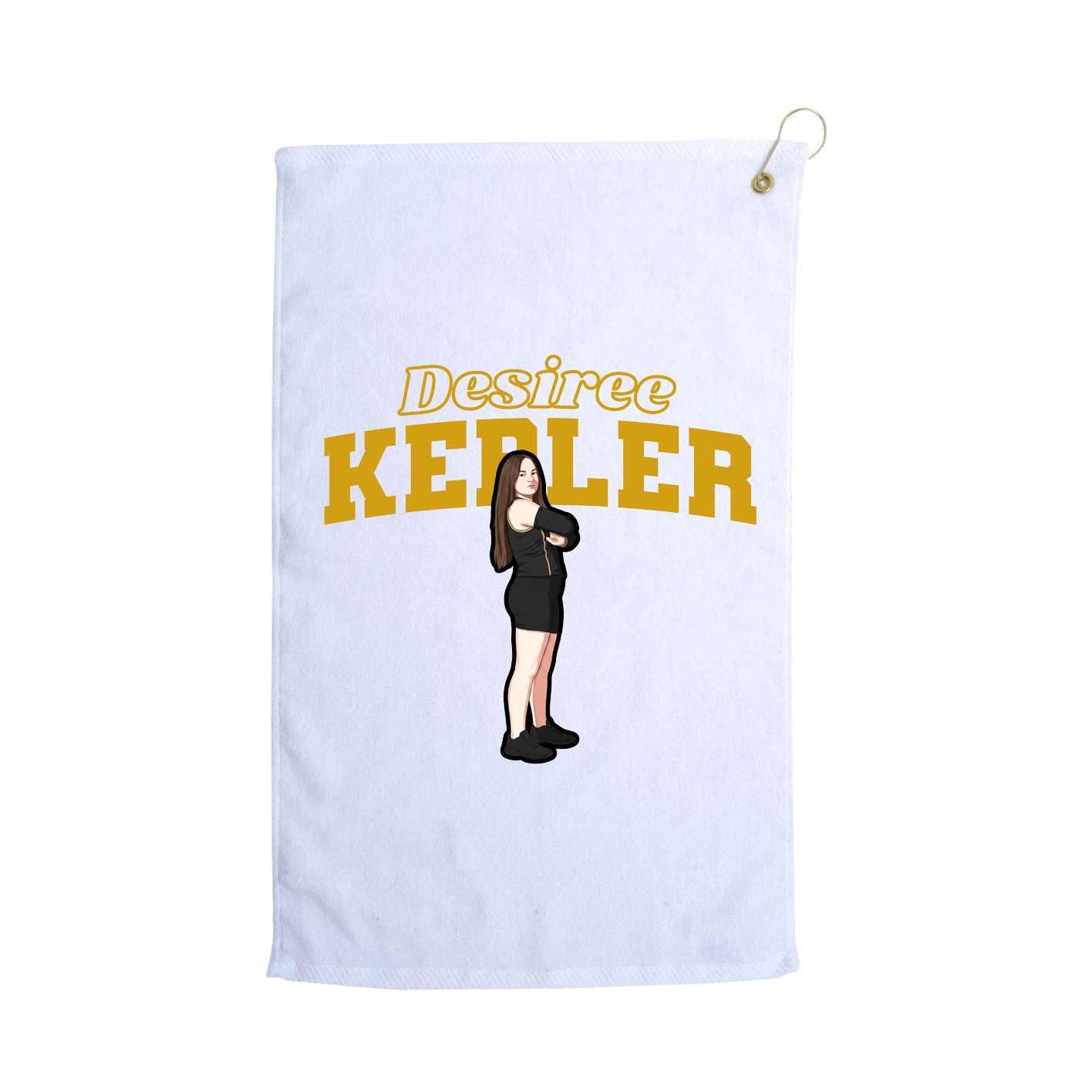 Golf Towel — Name Arch in White