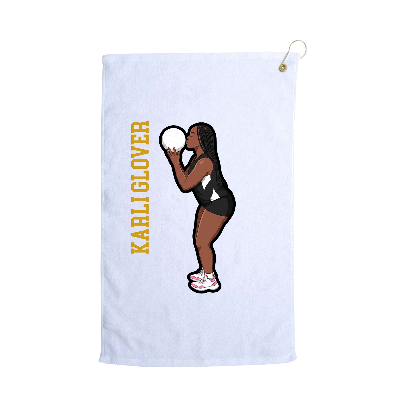 Golf Towel — Name Vertical in White