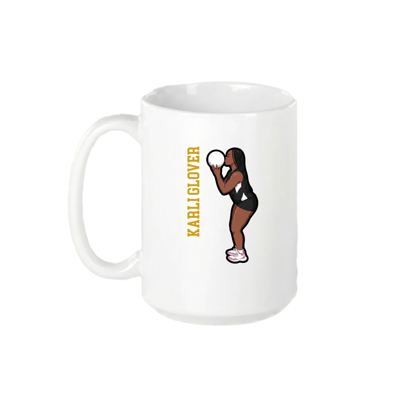 15oz Coffee Mug — Name Vertical in White