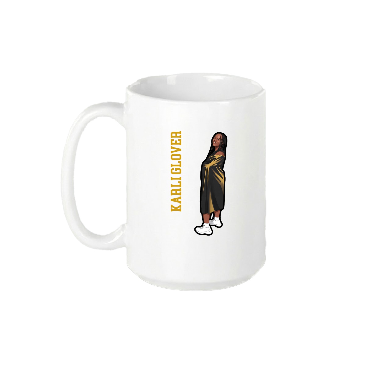 15oz Coffee Mug — Name Vertical in White