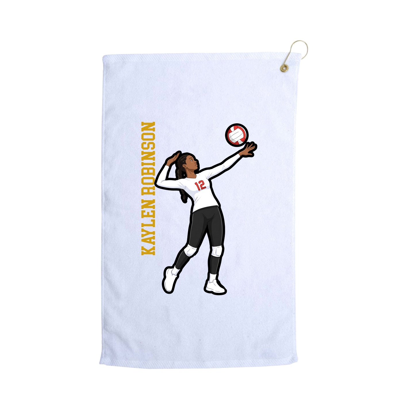 Golf Towel — Name Vertical in White