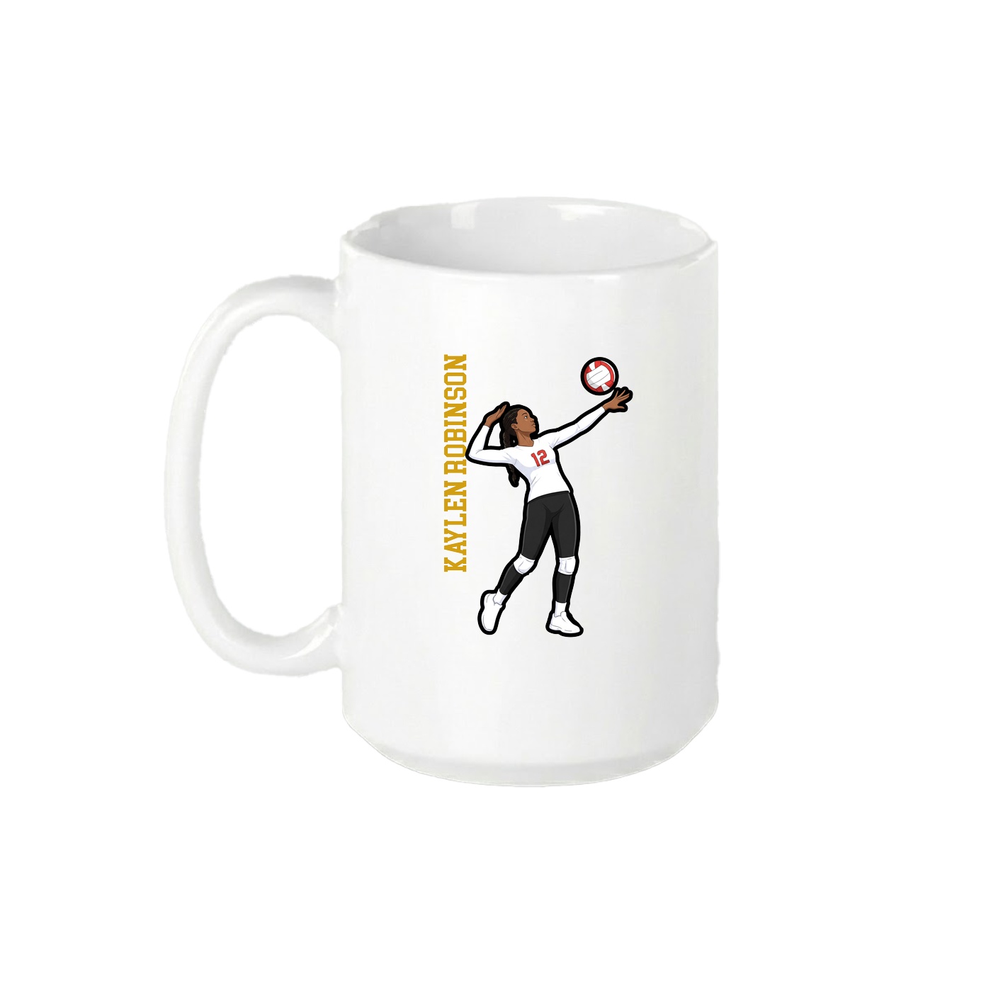 15oz Coffee Mug — Name Vertical in White