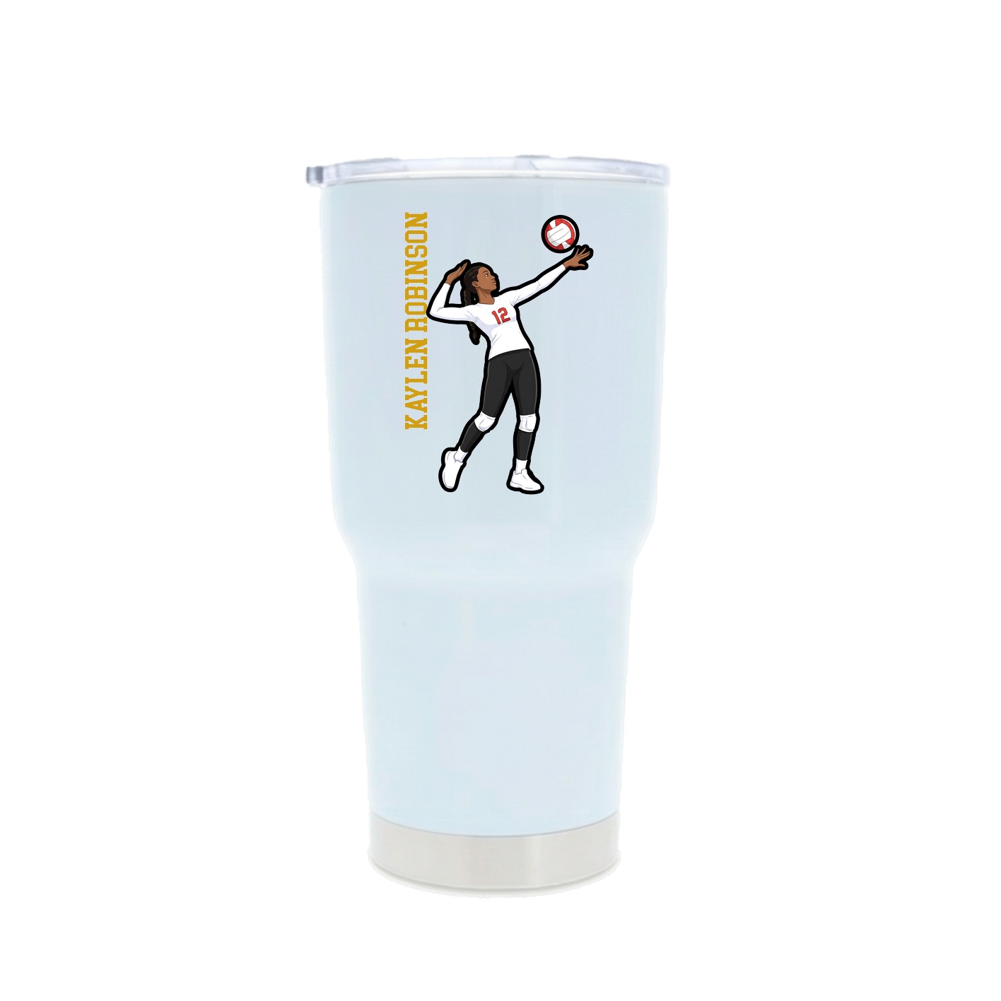 30oz Stainless Steel Tumbler — Name Vertical in White