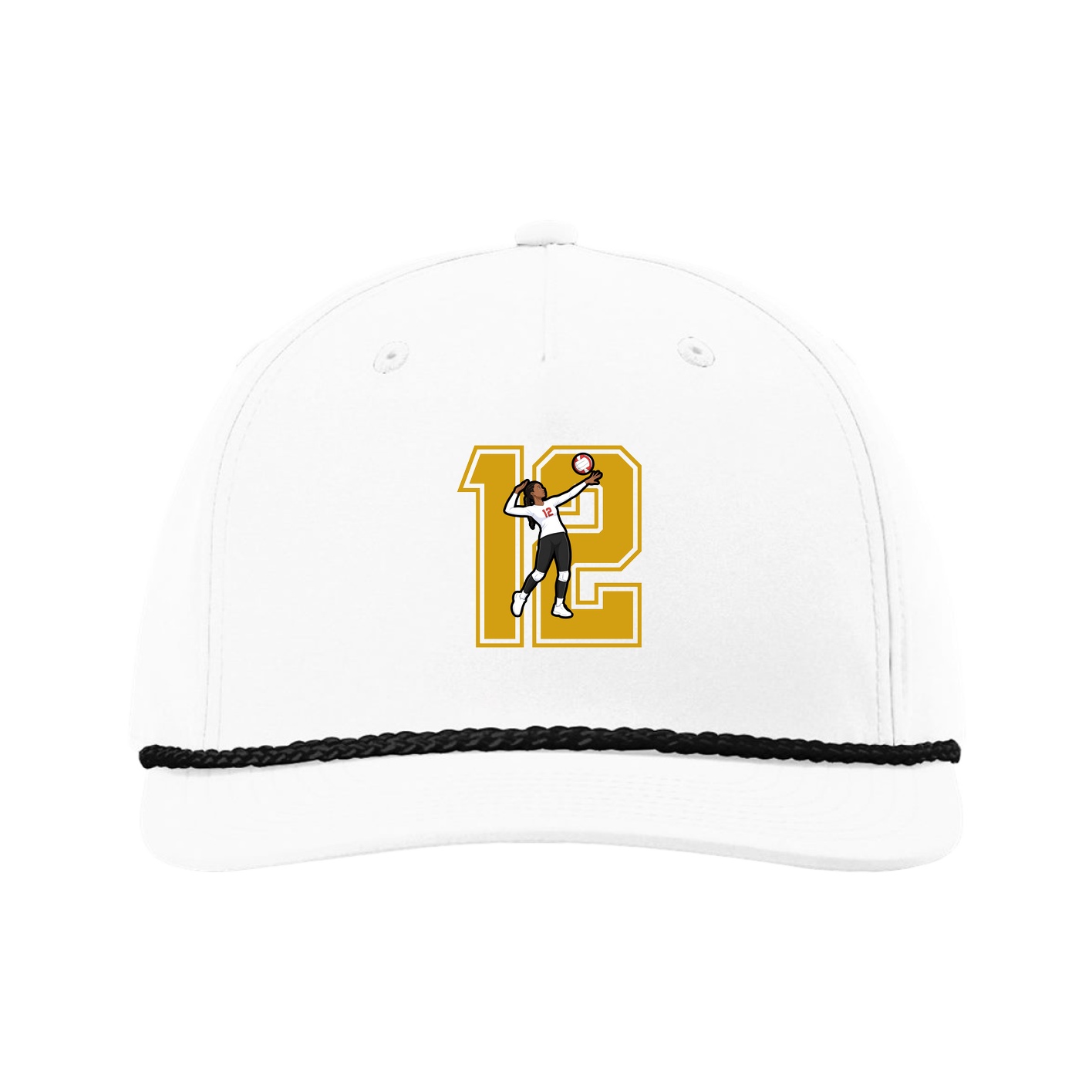 Five-Panel Classic Rope Cap — Number in White