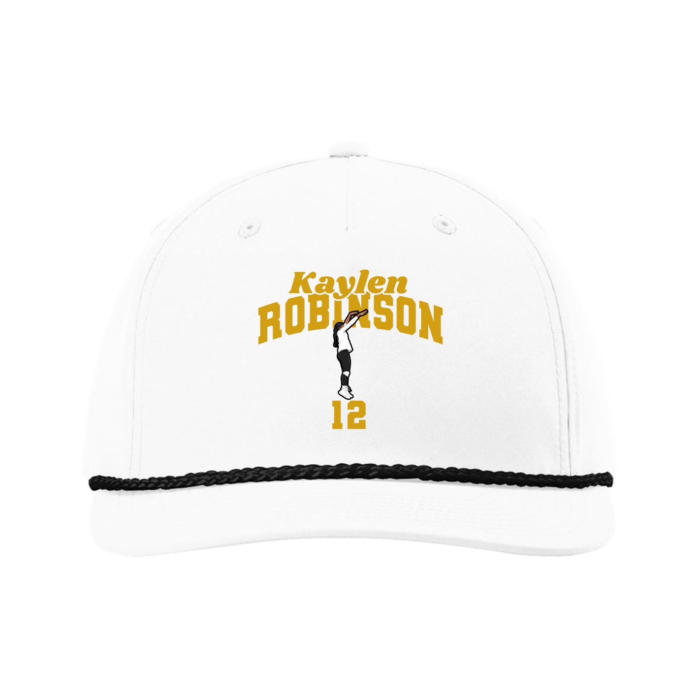 Five-Panel Classic Rope Cap — Signature Arch in White