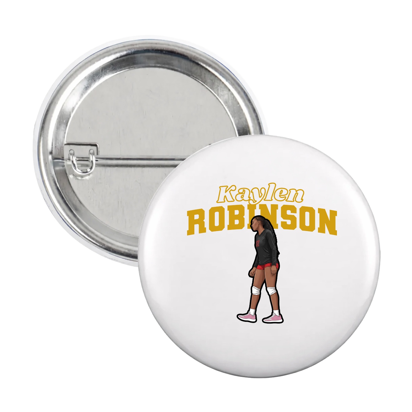 Game Day Button — Name Arch in White
