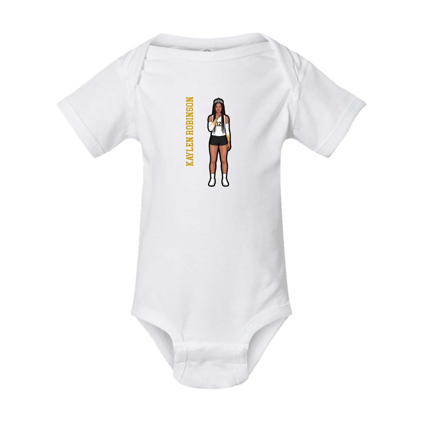 Baby Onesie — Name Vertical in White