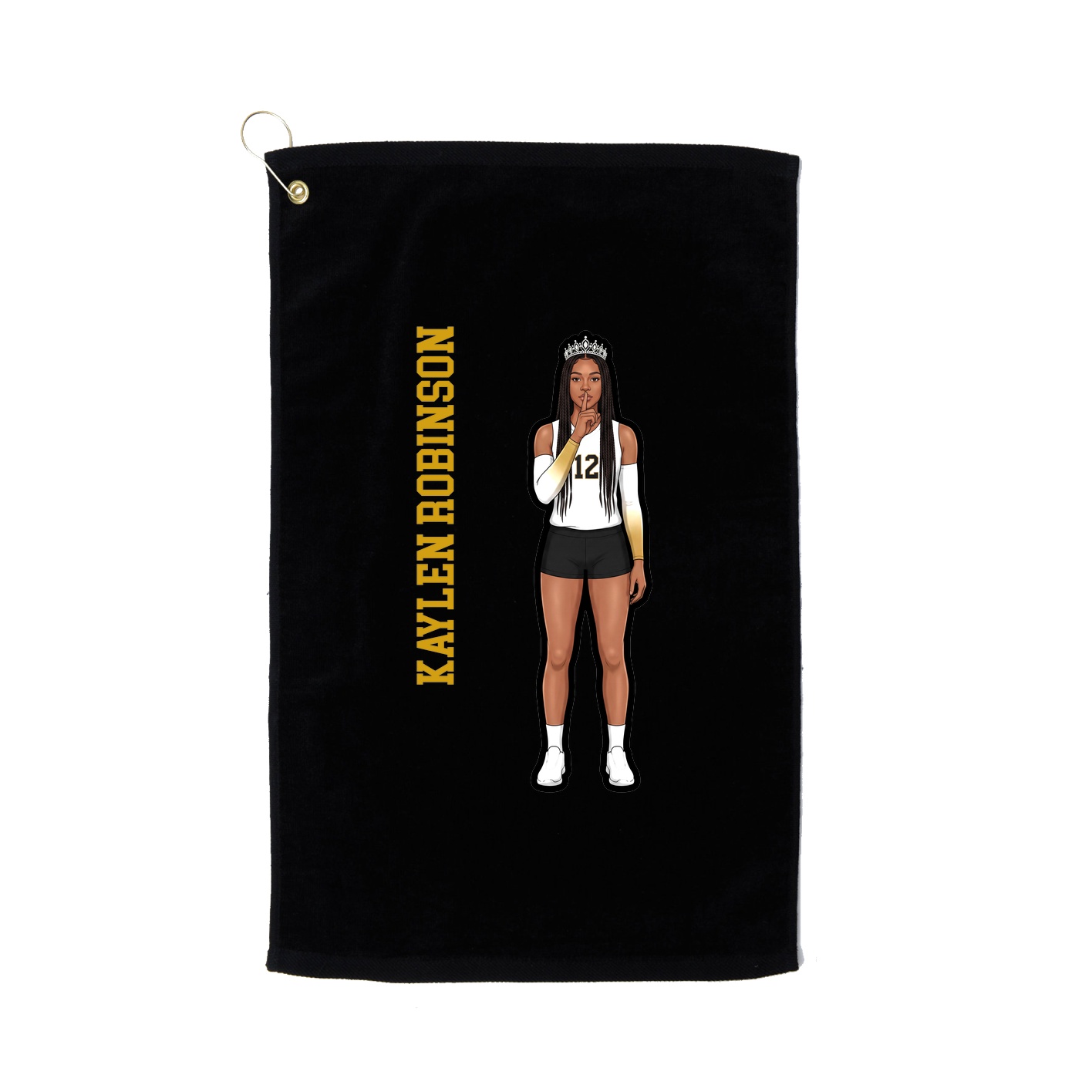 Golf Towel — Name Vertical in Black