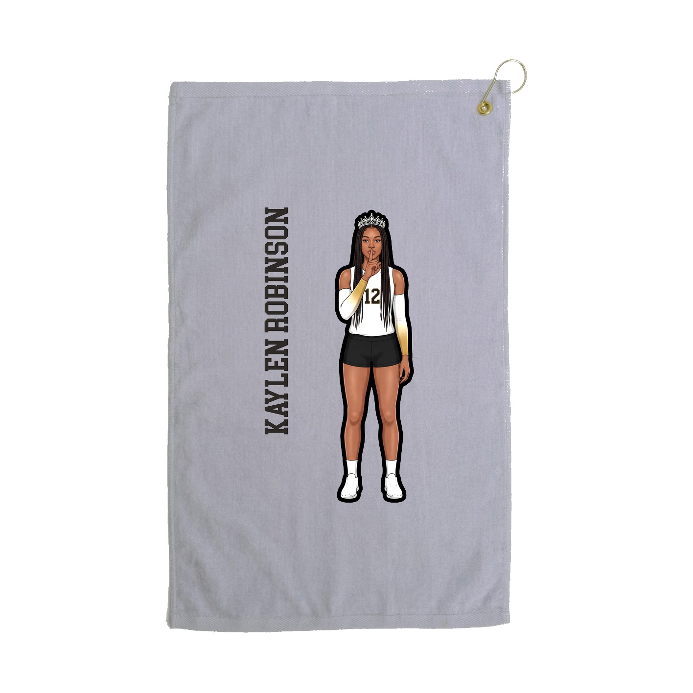 Golf Towel — Name Vertical in Grey