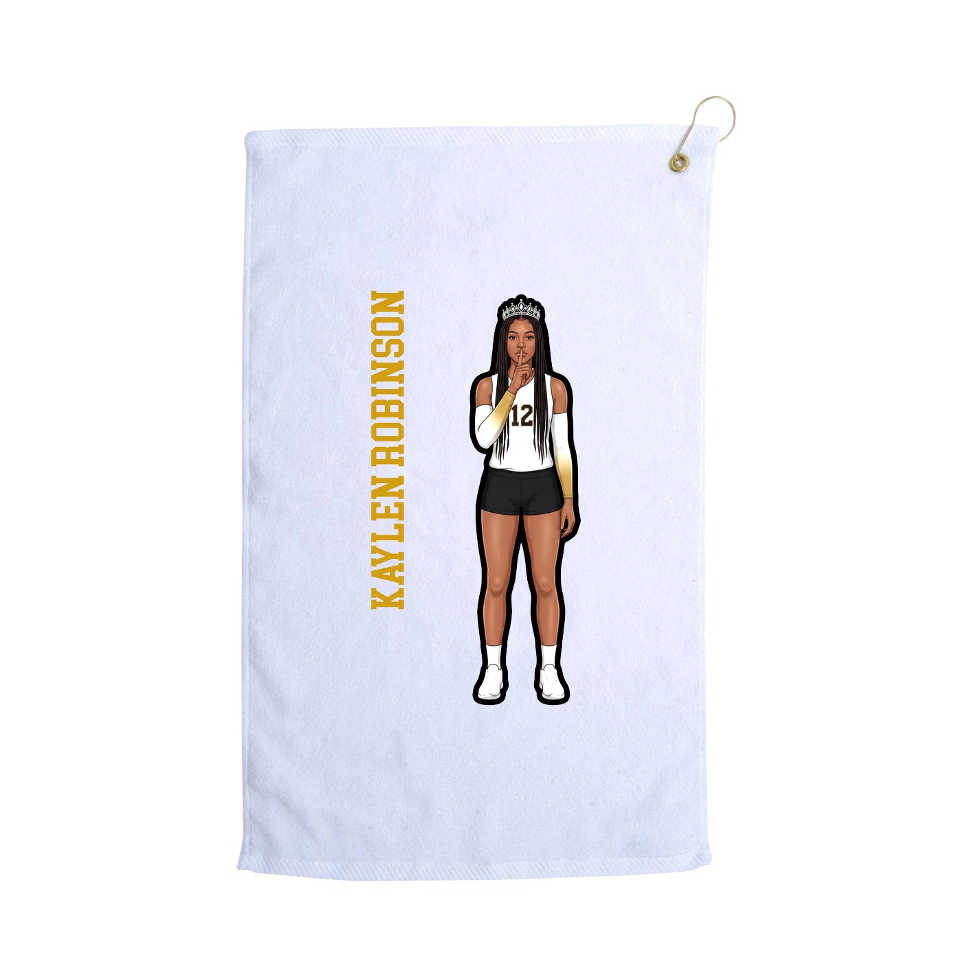 Golf Towel — Name Vertical in White