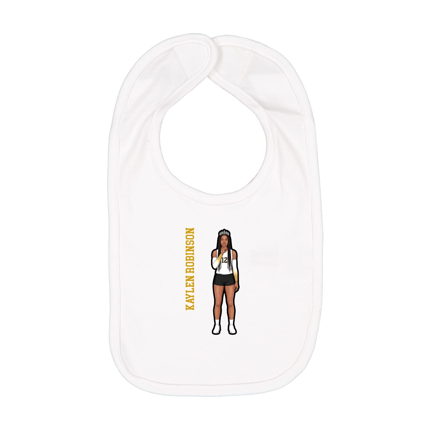 Infant Bib — Name Vertical in White