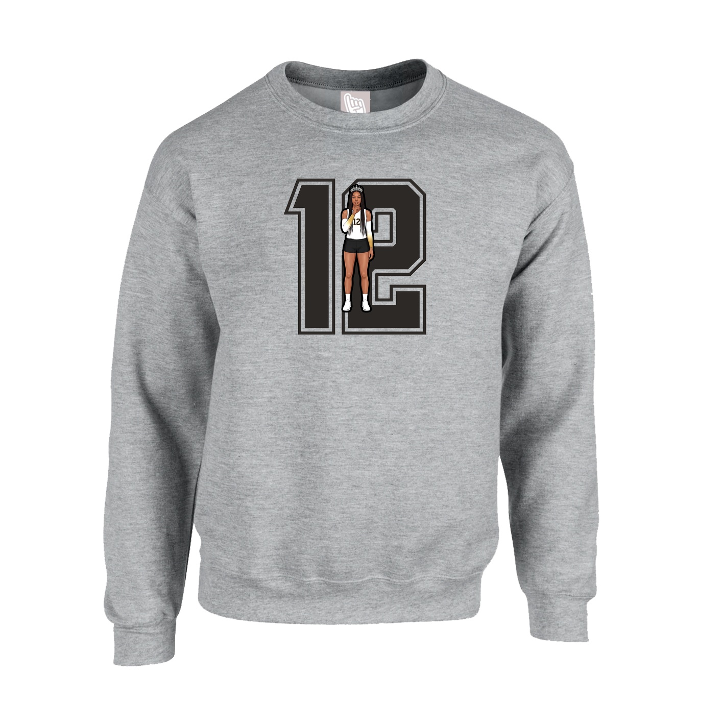 Fleece Crew — Number in Grey