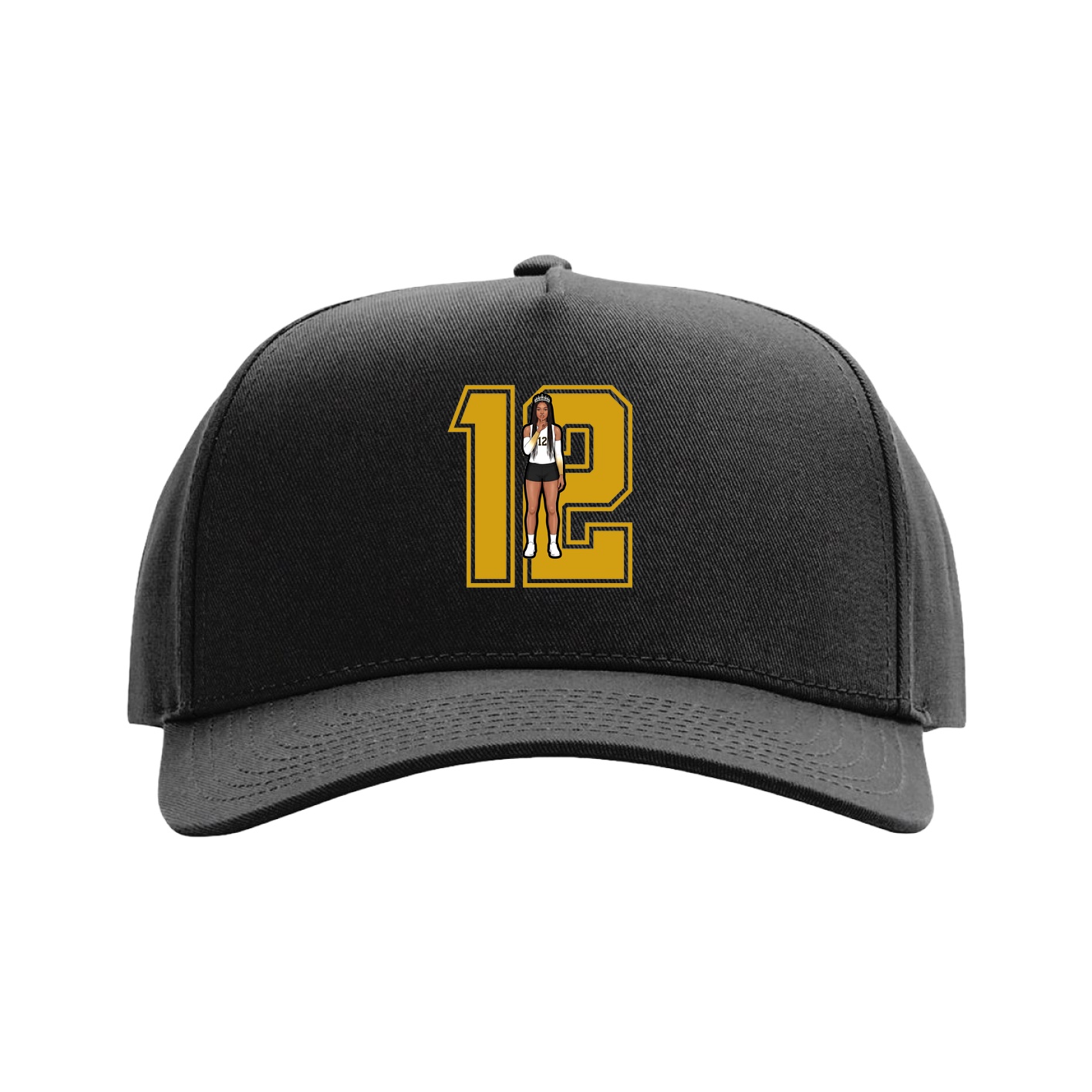 Full Fabric Five-Panel Champ Cap — Number in Black