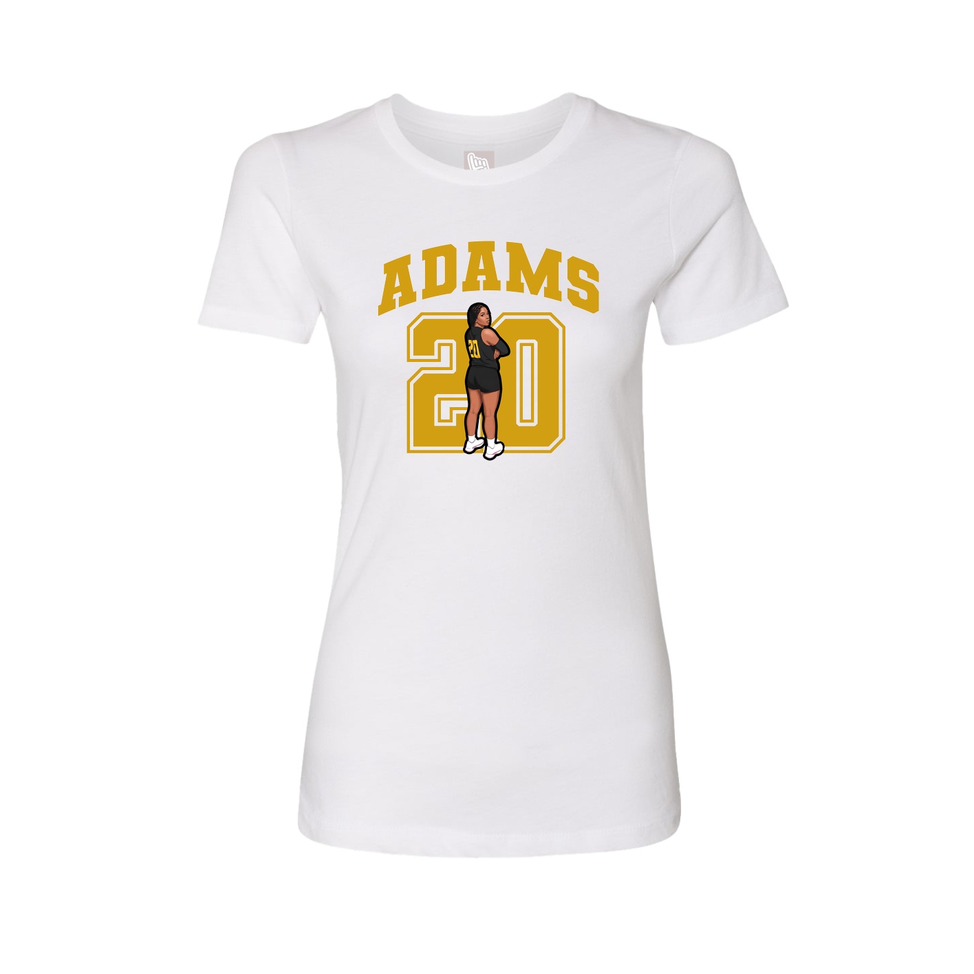 Fitted Women's Tee — Number in White