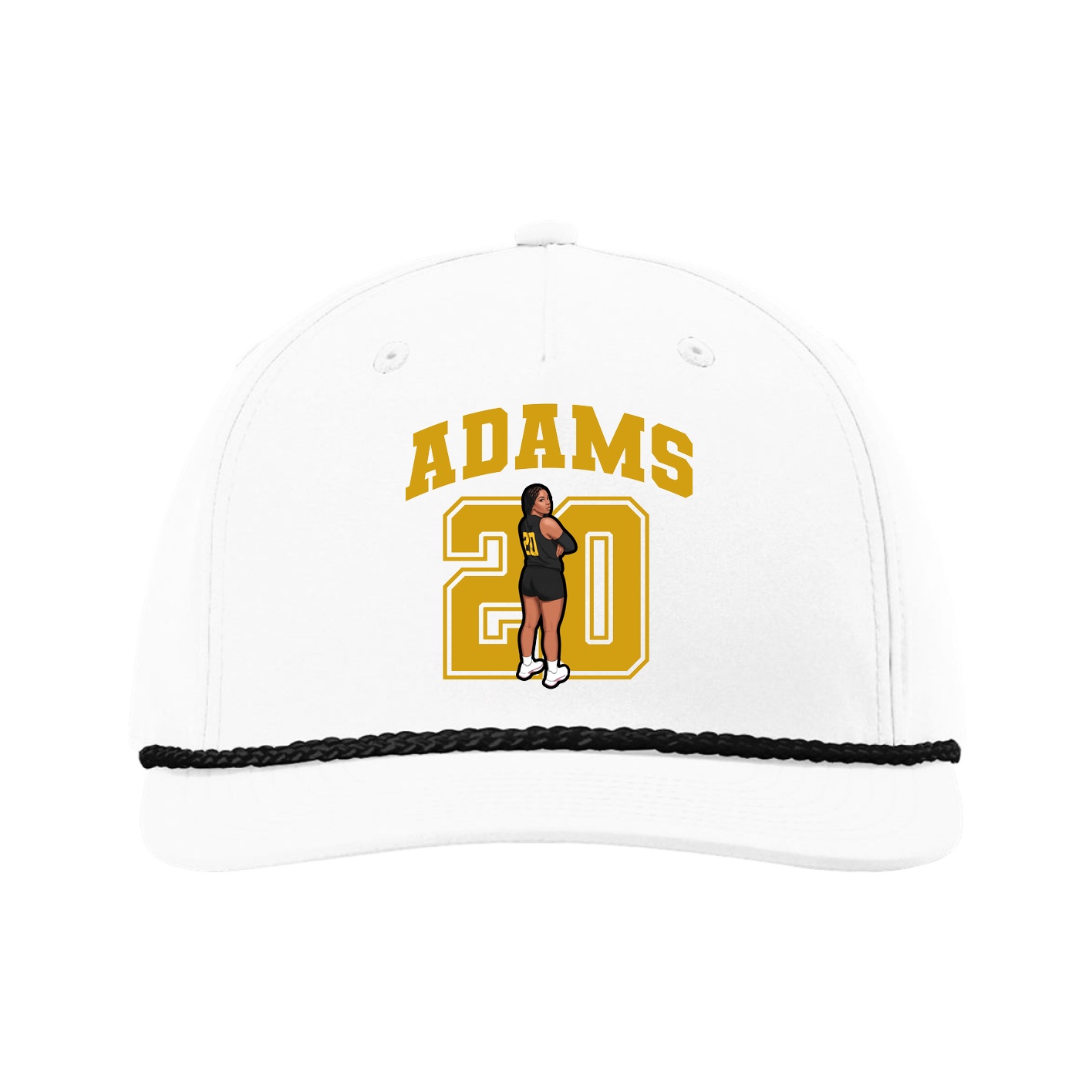 Five-Panel Classic Rope Cap — Number in White