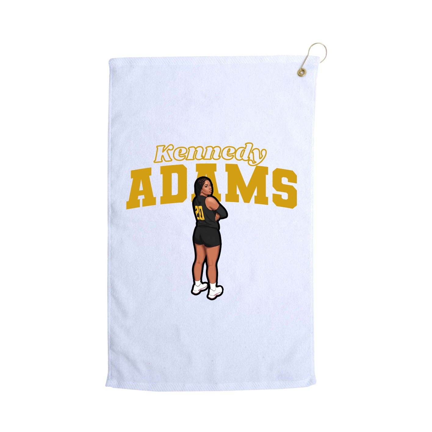 Golf Towel — Name Arch in White