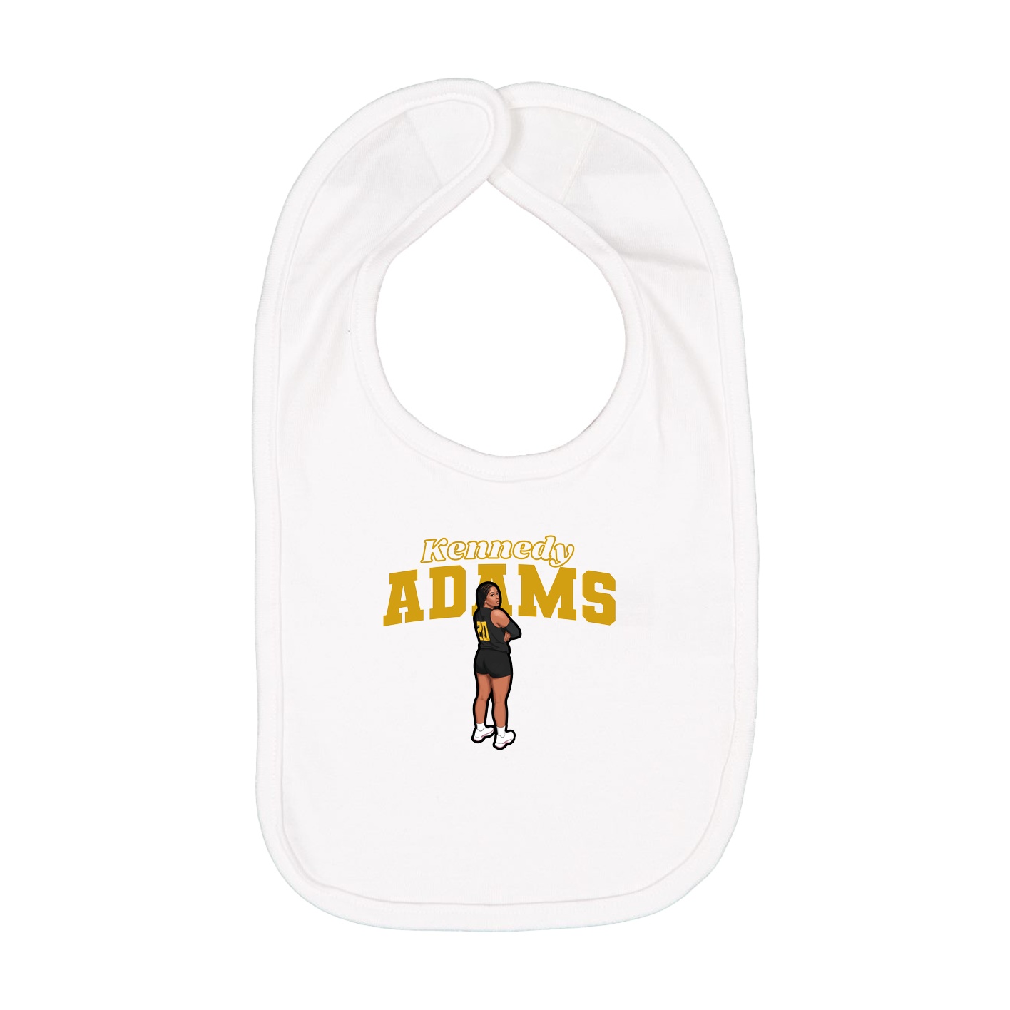 Infant Bib — Name Arch in White