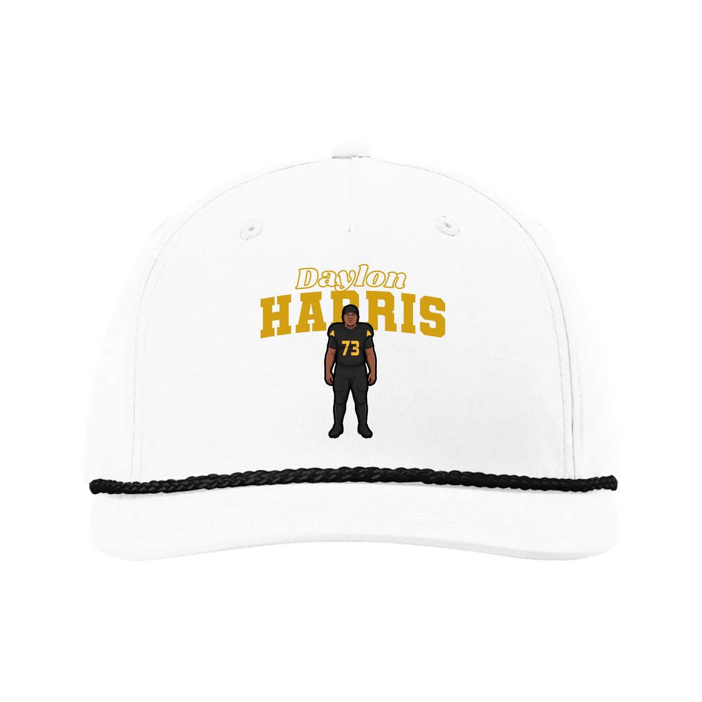 Five-Panel Classic Rope Cap — Name Arch in White