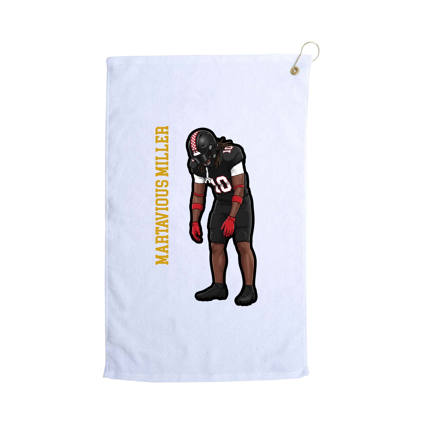 Golf Towel — Name Vertical in White
