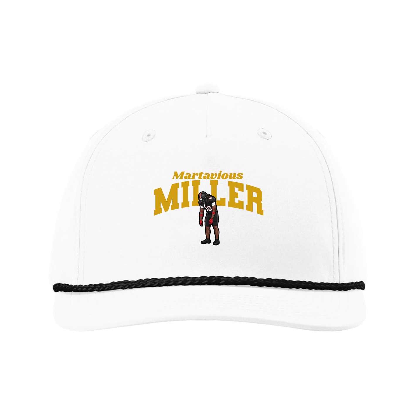 Five-Panel Classic Rope Cap — Signature Arch in White