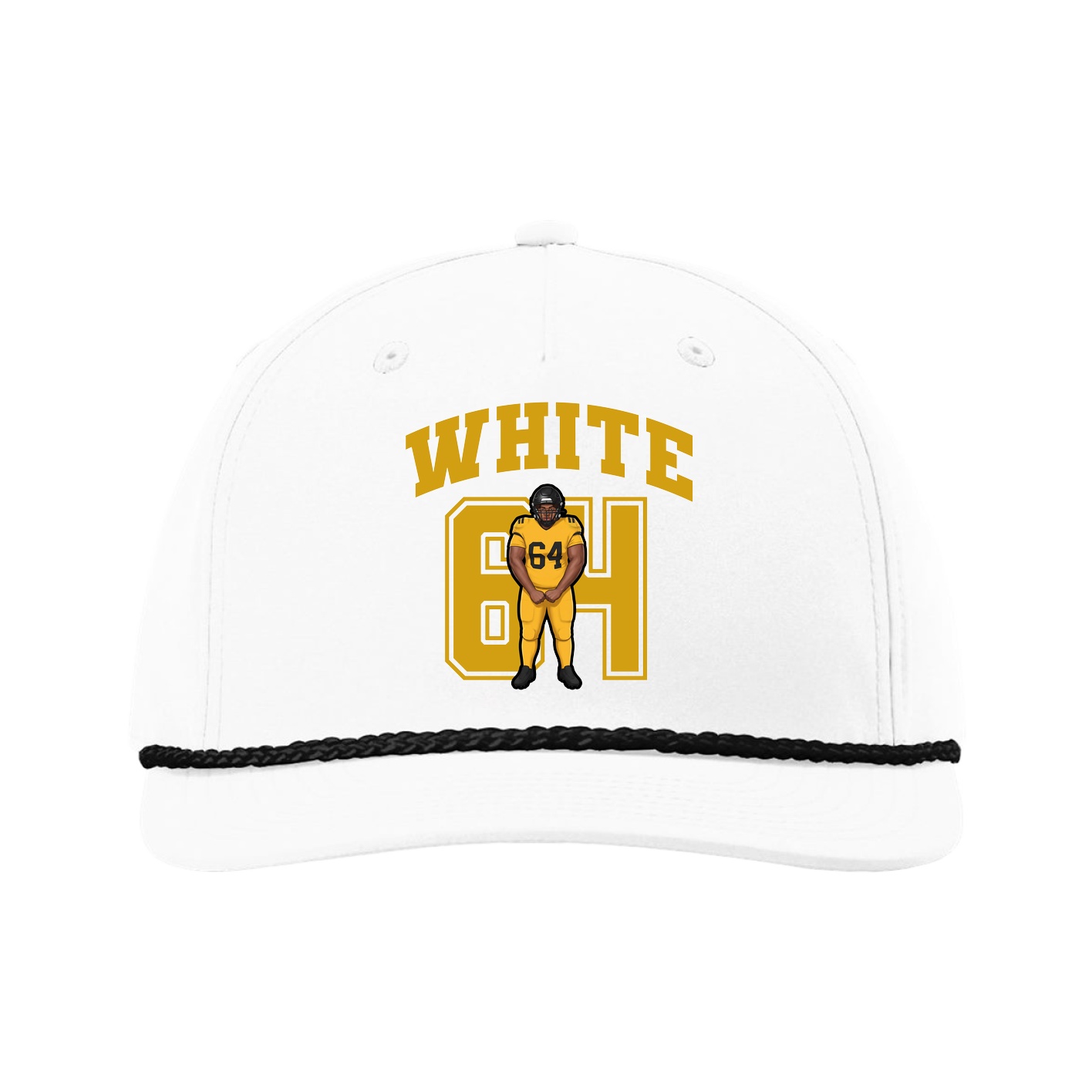 Five-Panel Classic Rope Cap — Number in White