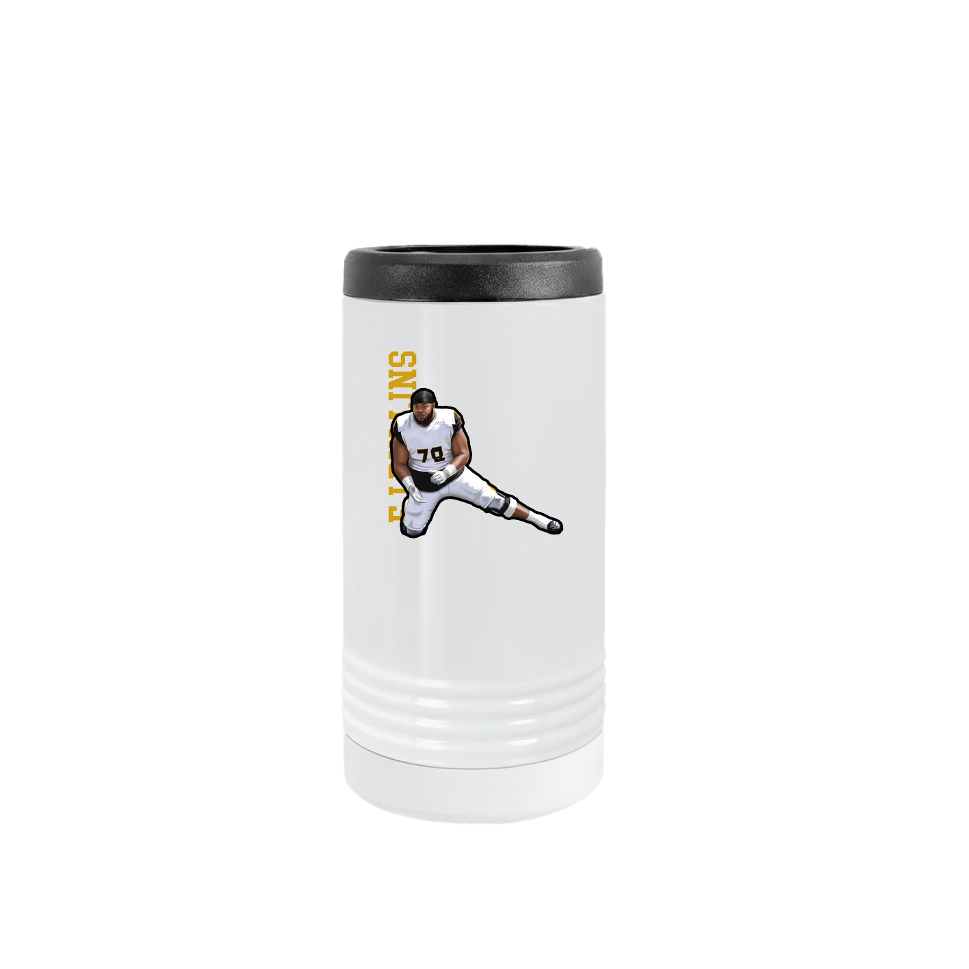 Slim Beverage Holder — Name Vertical in White