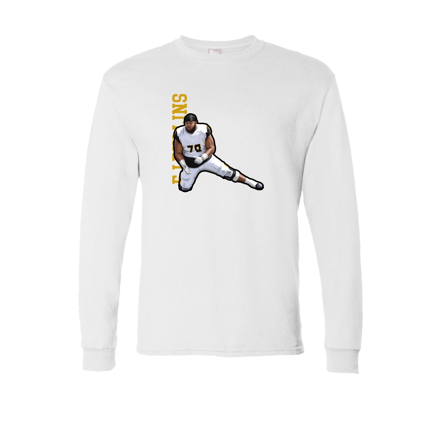 Long Sleeve Tee — Name Vertical in White