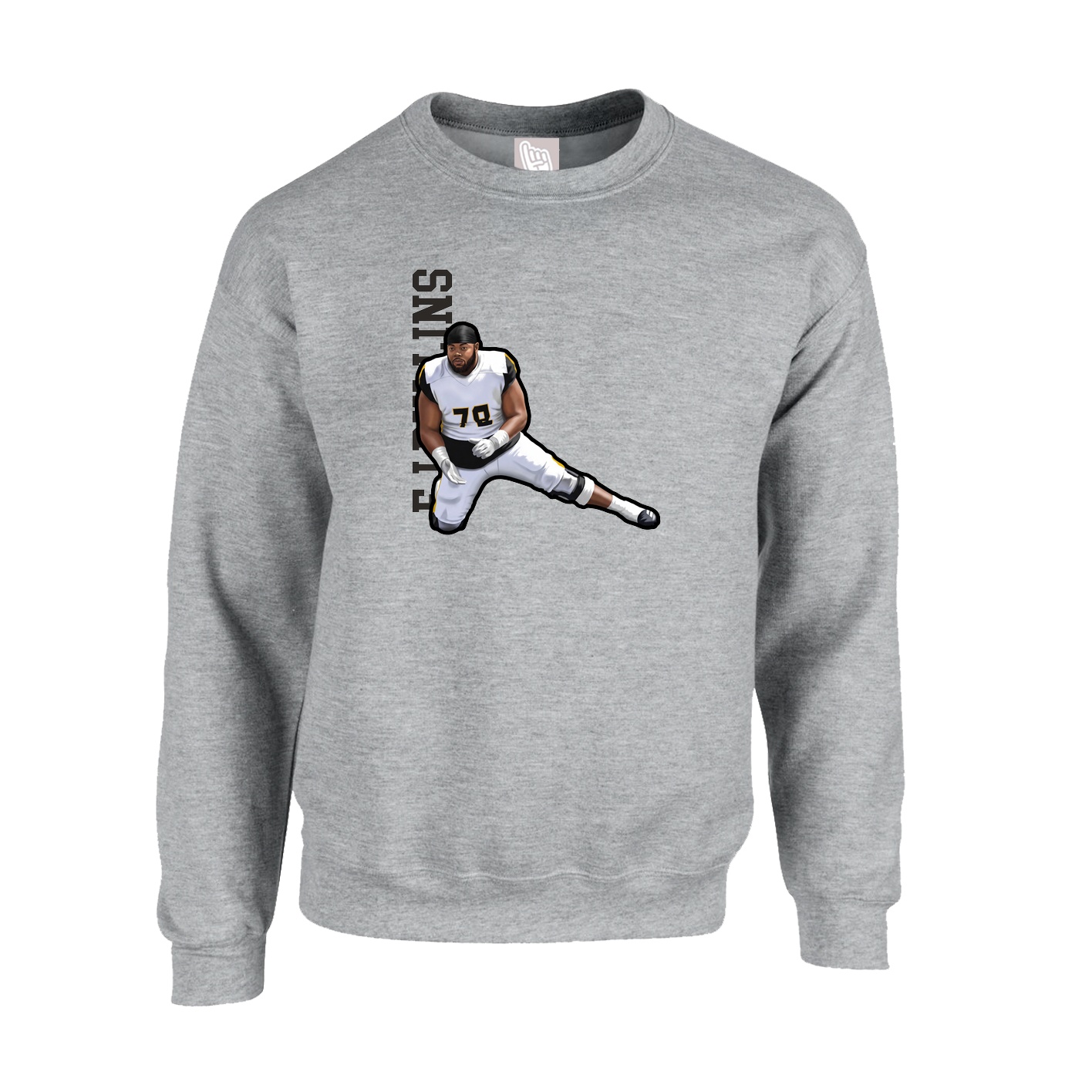 Fleece Crew — Name Vertical in Grey