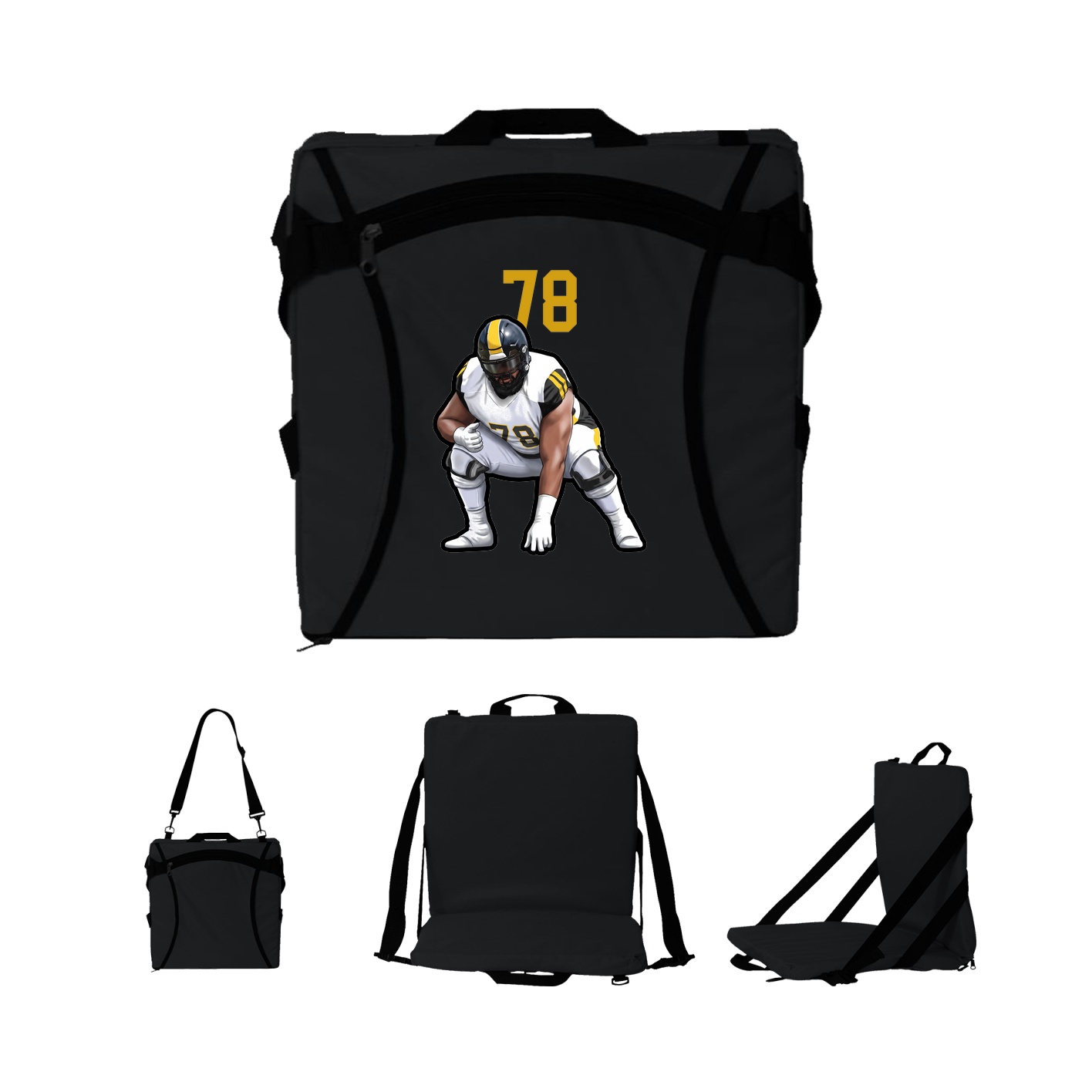 Folding Stadium Seat — Number Top in Black