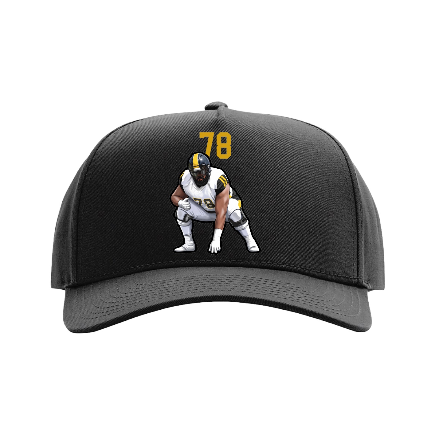 Full Fabric Five-Panel Champ Cap — Number Top in Black