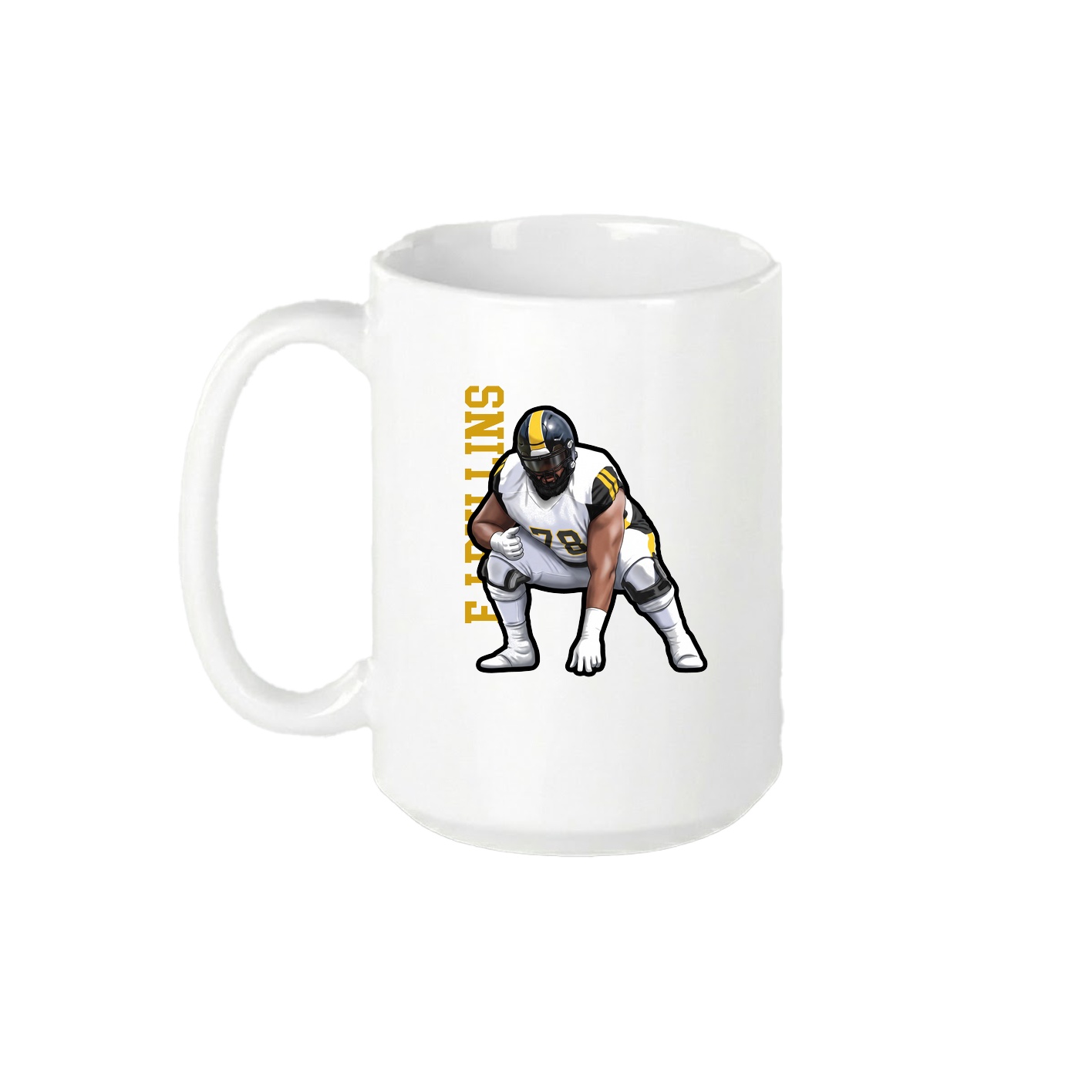 15oz Coffee Mug — Name Vertical in White