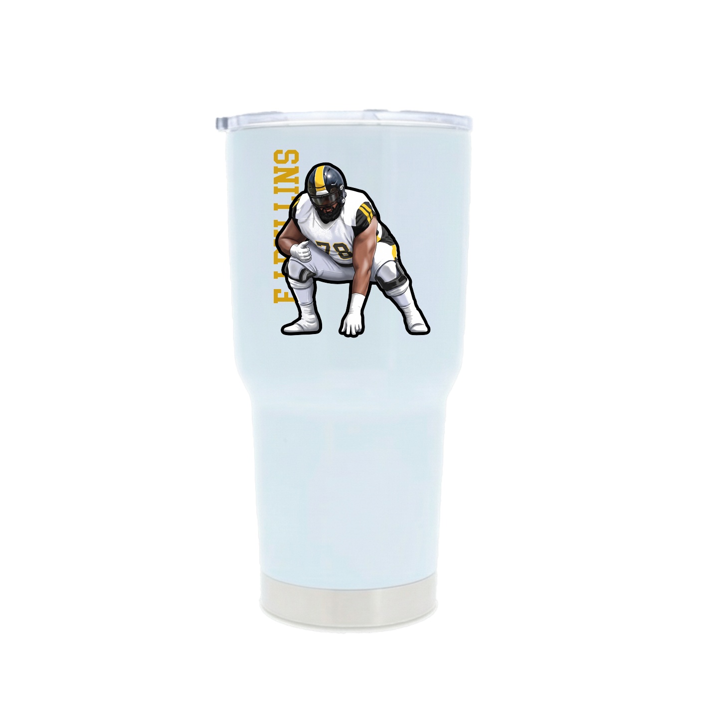 30oz Stainless Steel Tumbler — Name Vertical in White