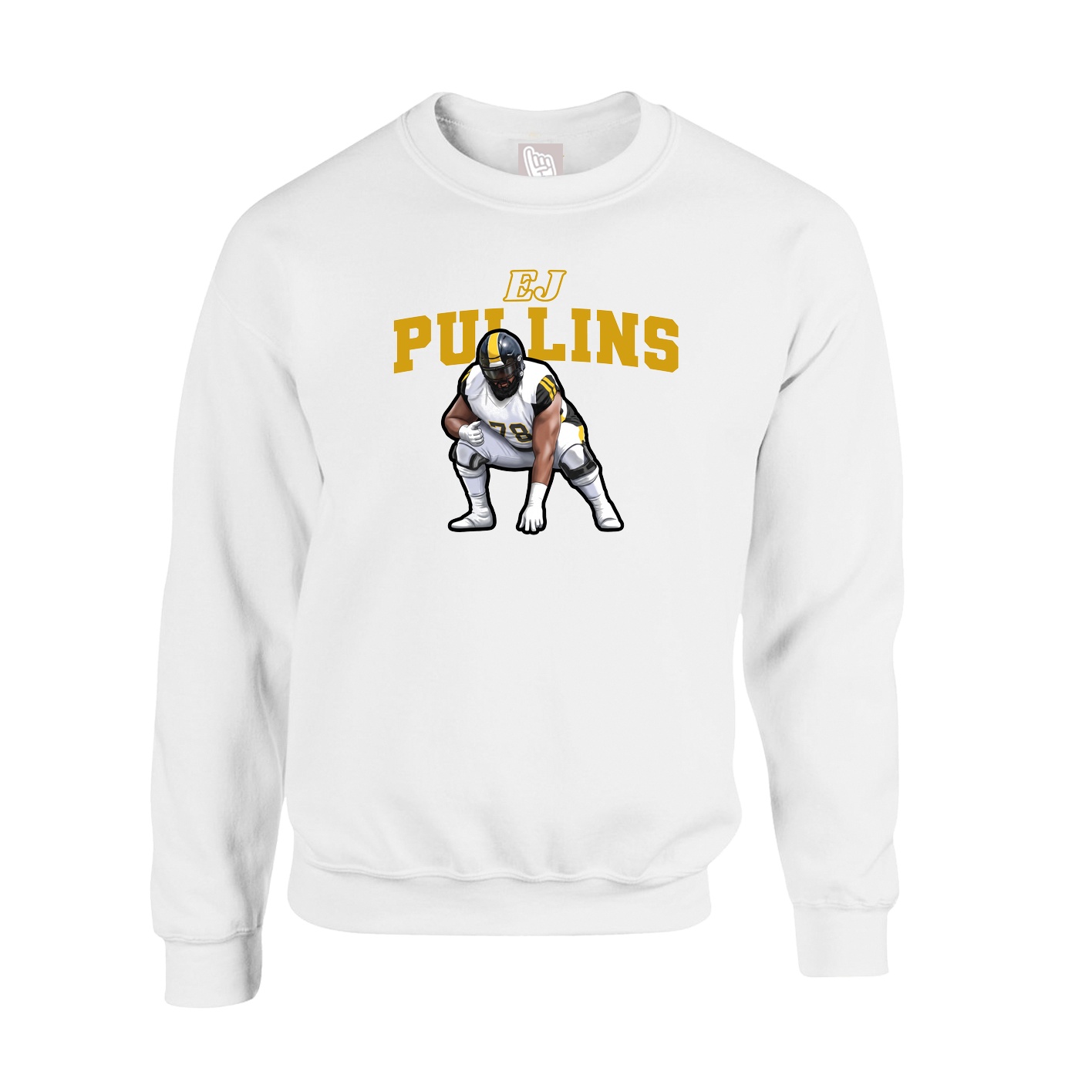 Fleece Crew — Name Arch in White