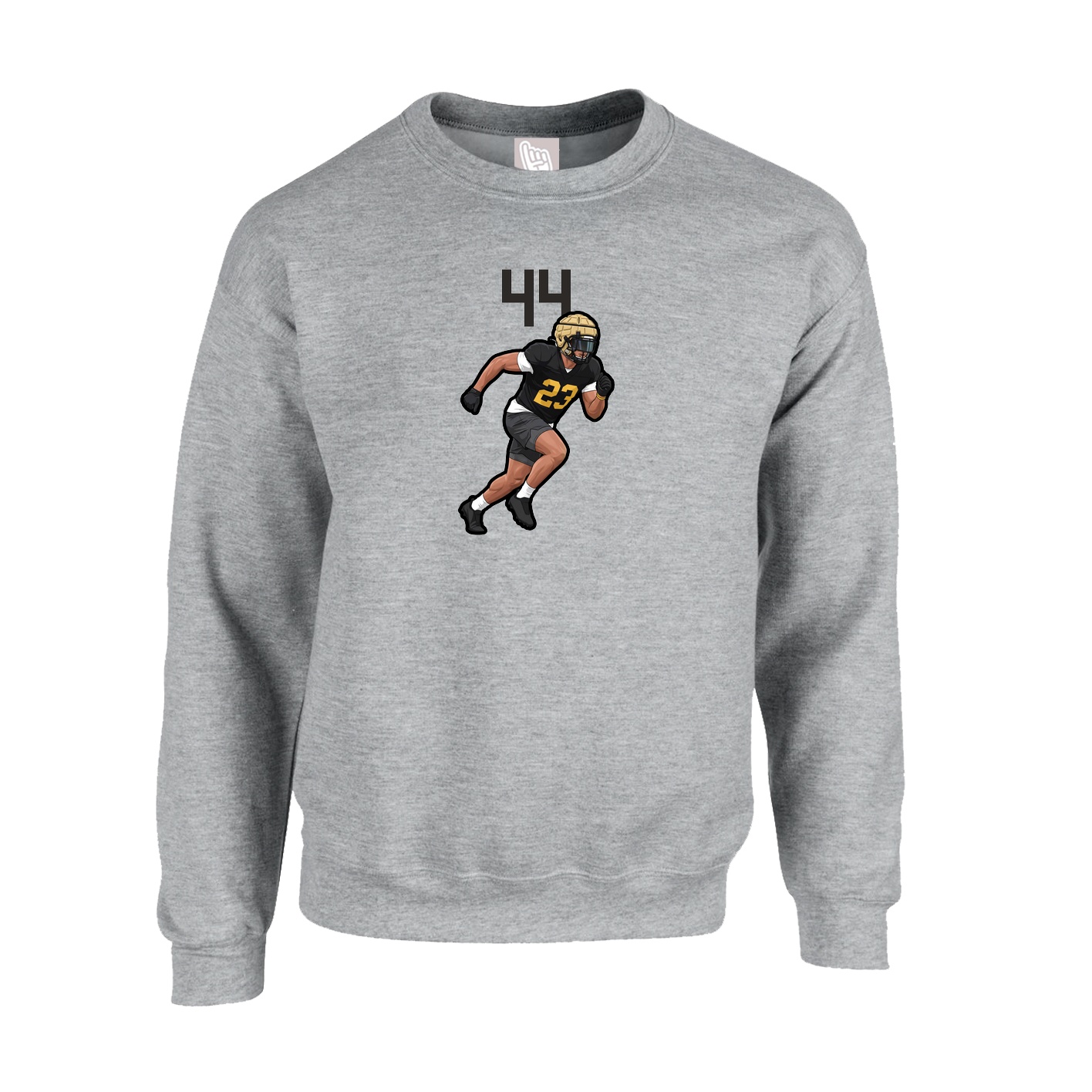 Fleece Crew — Number Top in Grey