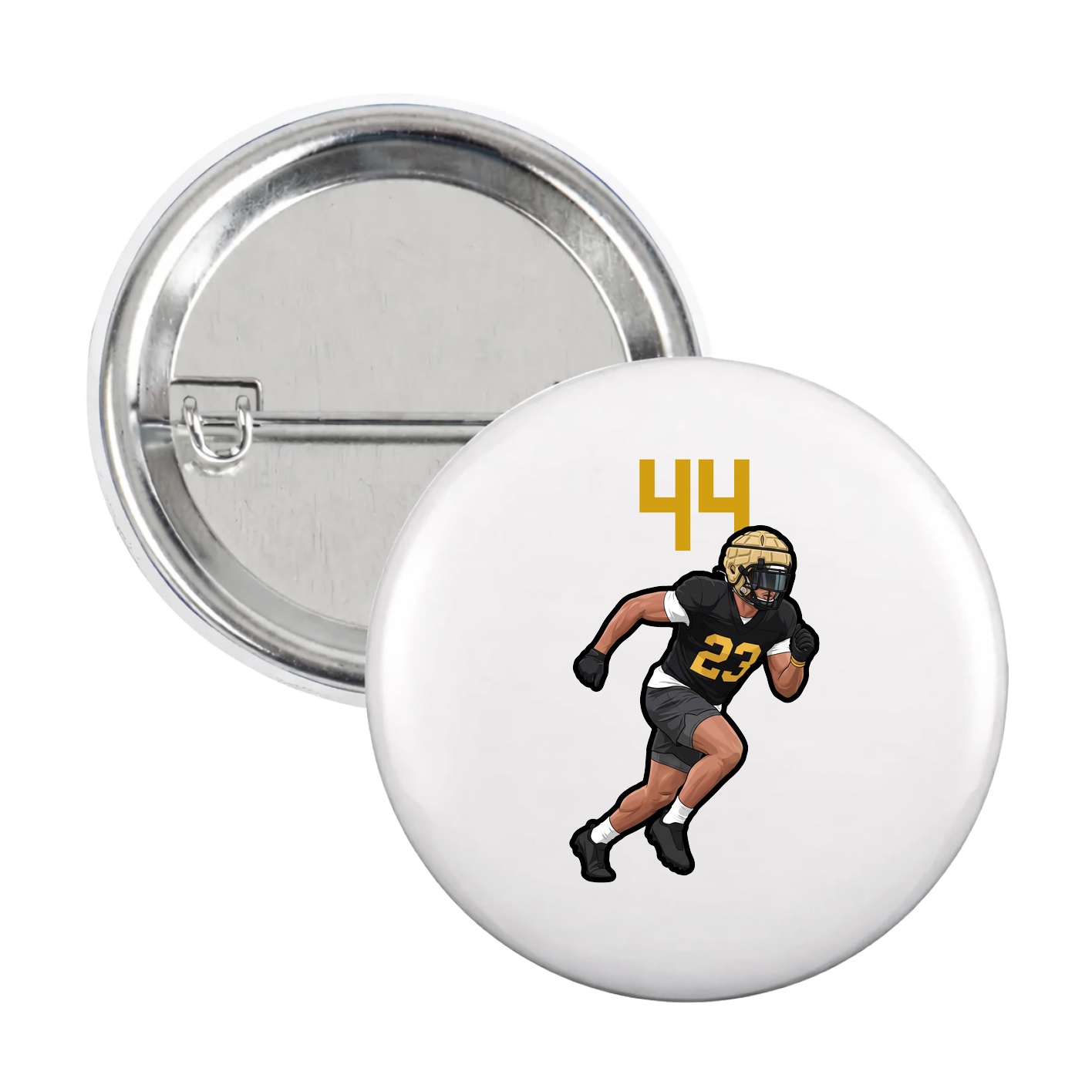 Game Day Button — Number Top in White