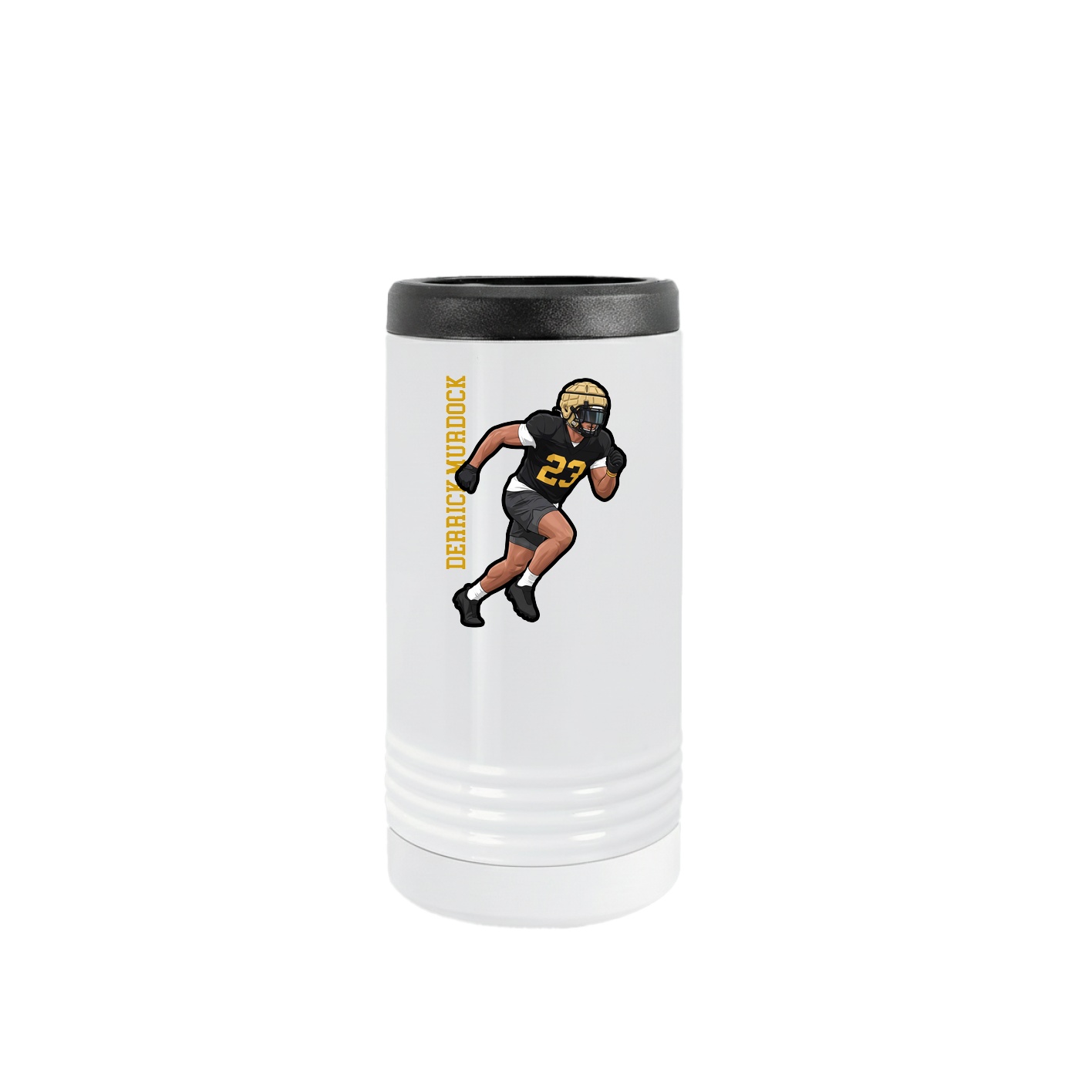 Slim Beverage Holder — Name Vertical in White