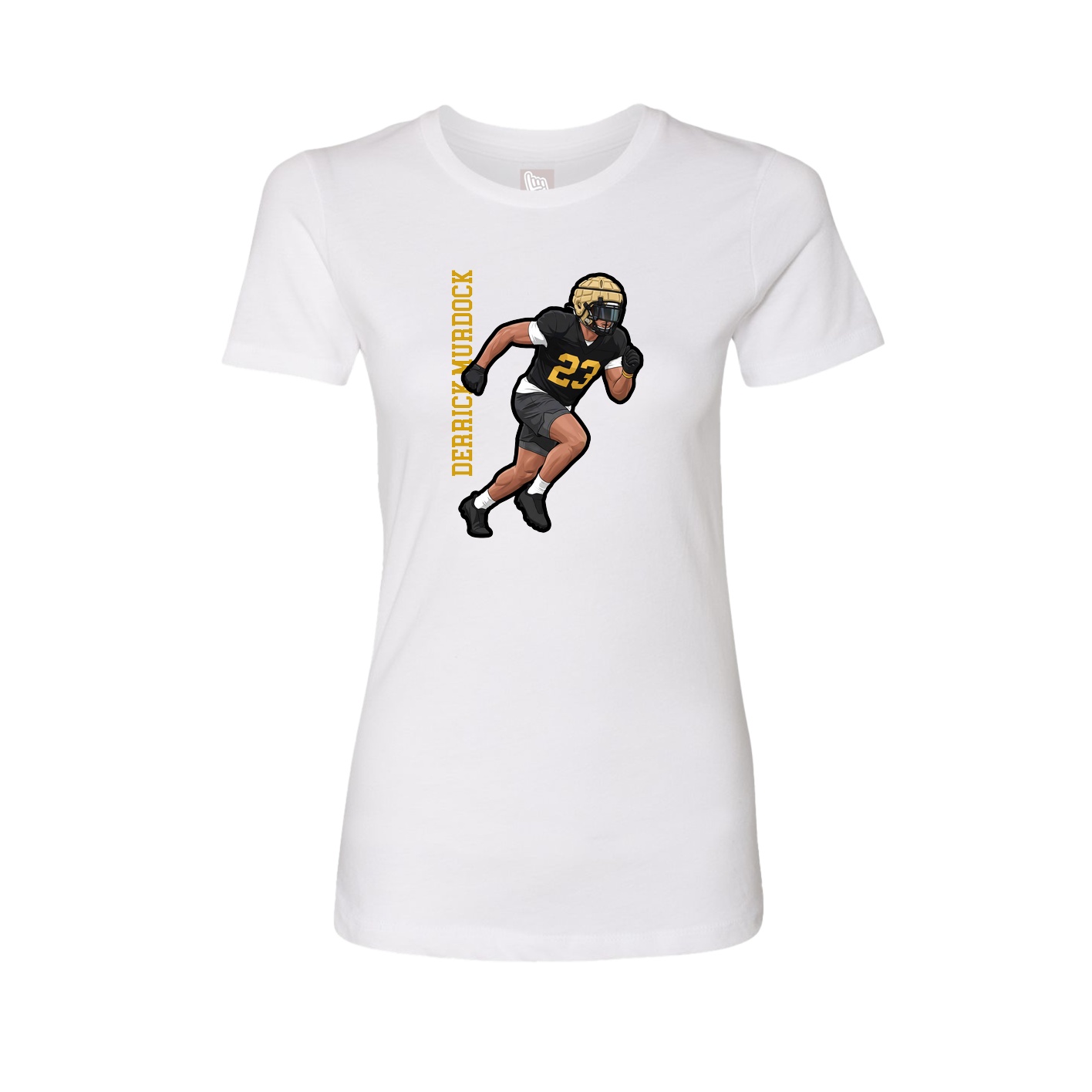 Fitted Women's Tee — Name Vertical in White