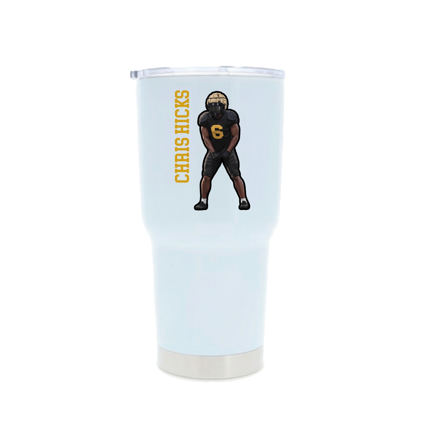30oz Stainless Steel Tumbler — Name Vertical in White
