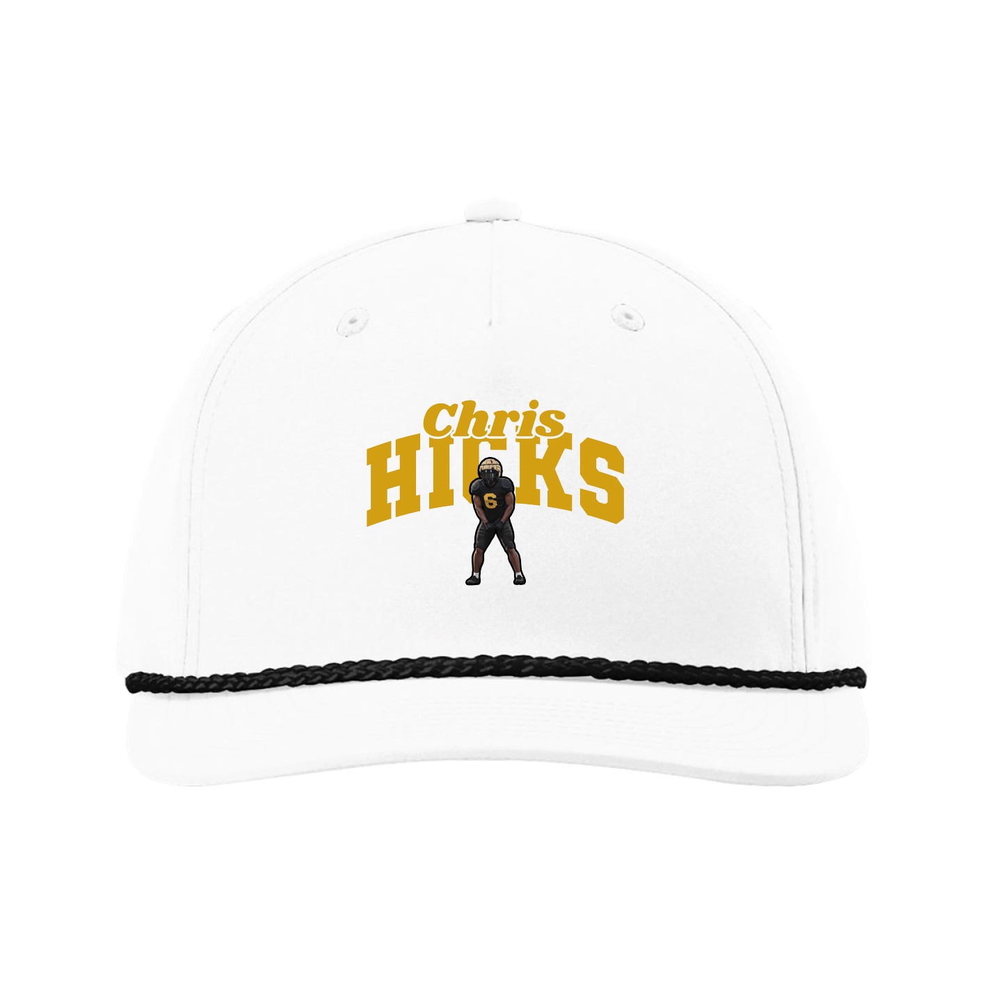 Five-Panel Classic Rope Cap — Signature Arch in White