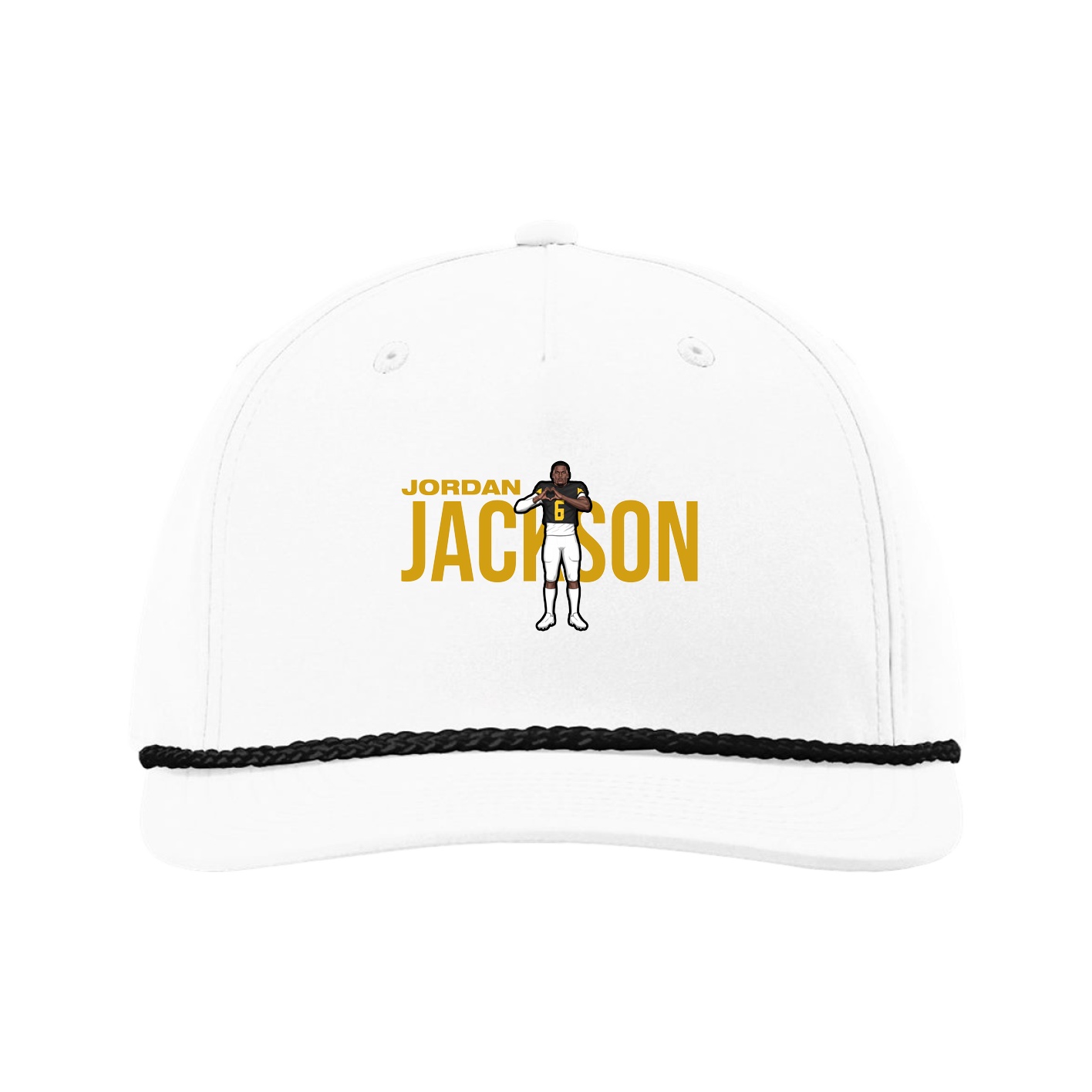 Five-Panel Classic Rope Cap — Player Name in White