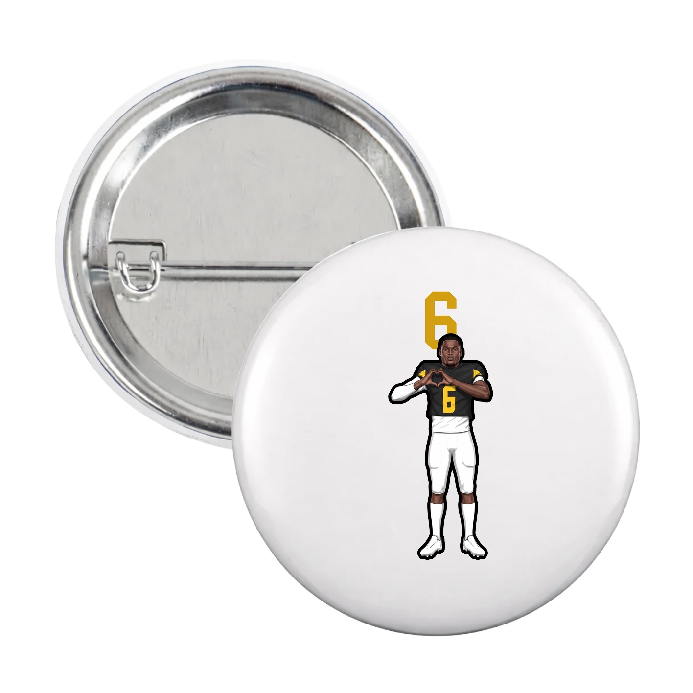 Game Day Button — Number Top in White