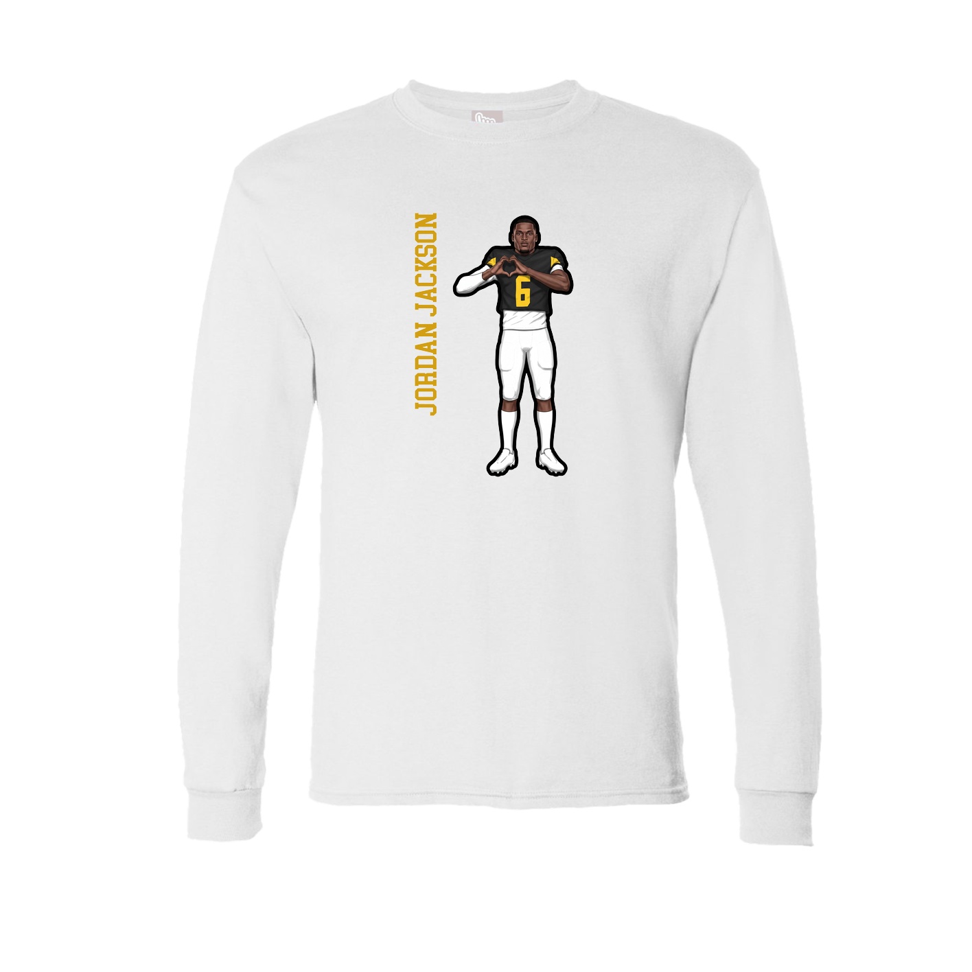 Long Sleeve Tee — Name Vertical in White
