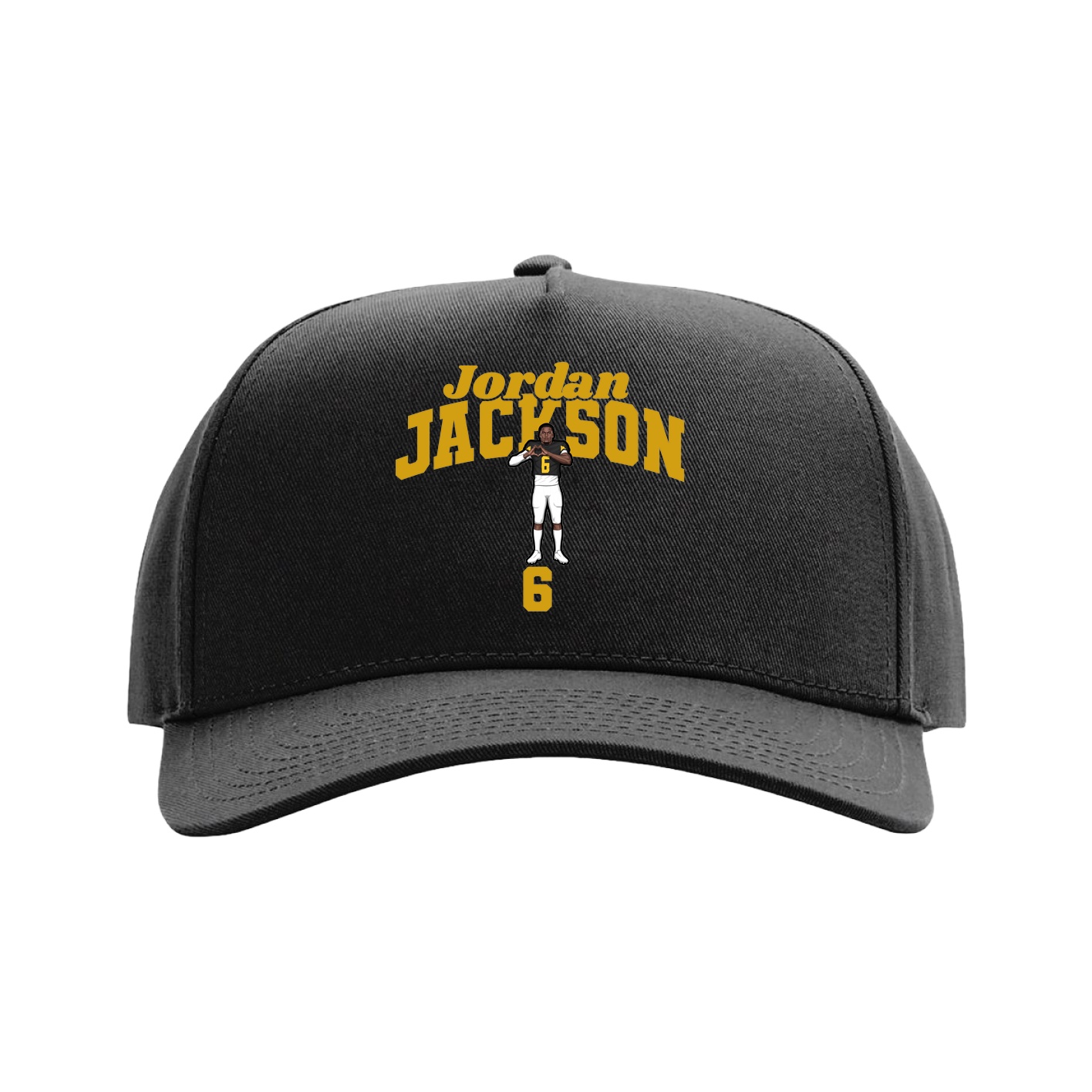 Full Fabric Five-Panel Champ Cap — Signature Arch in Black