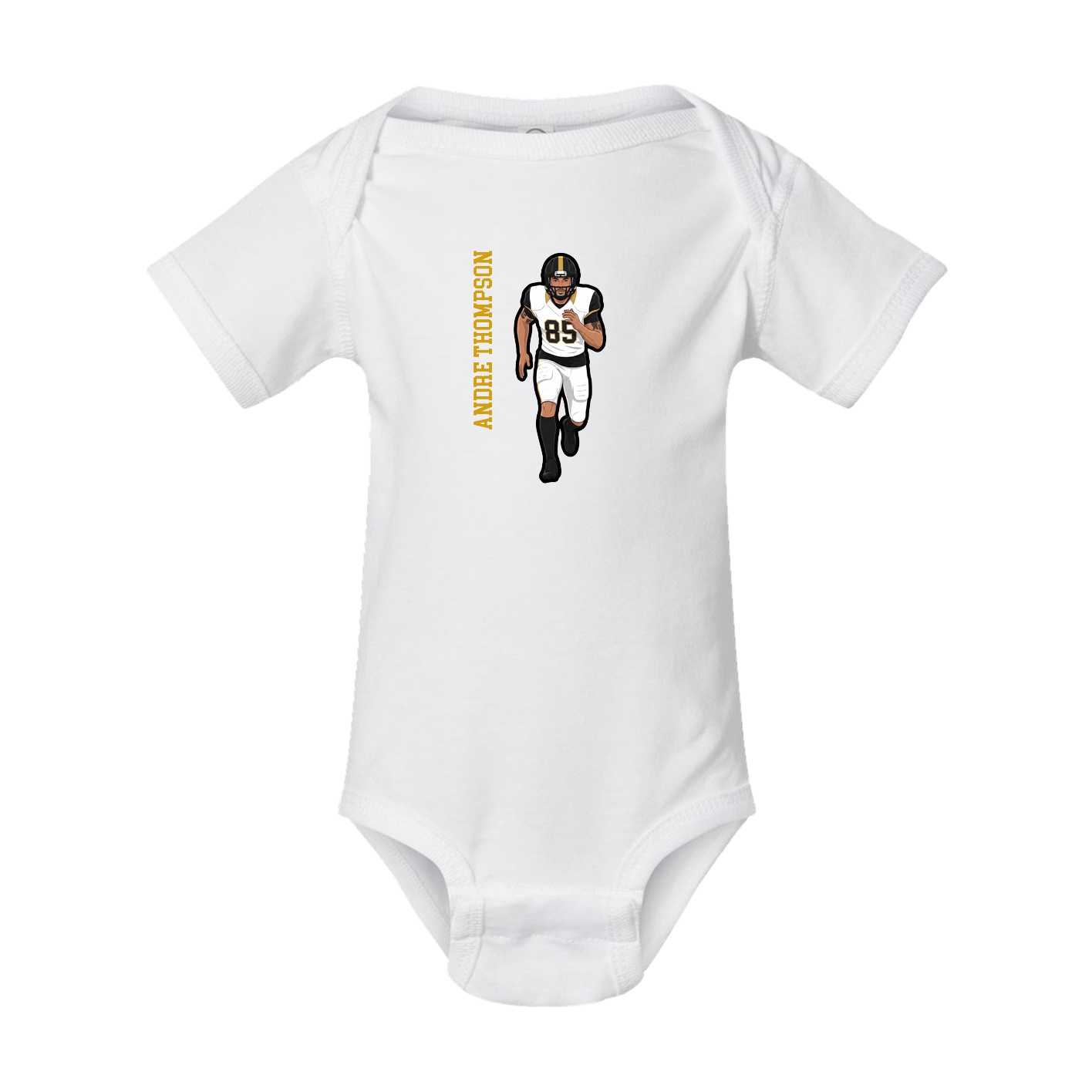 Baby Onesie — Name Vertical in White