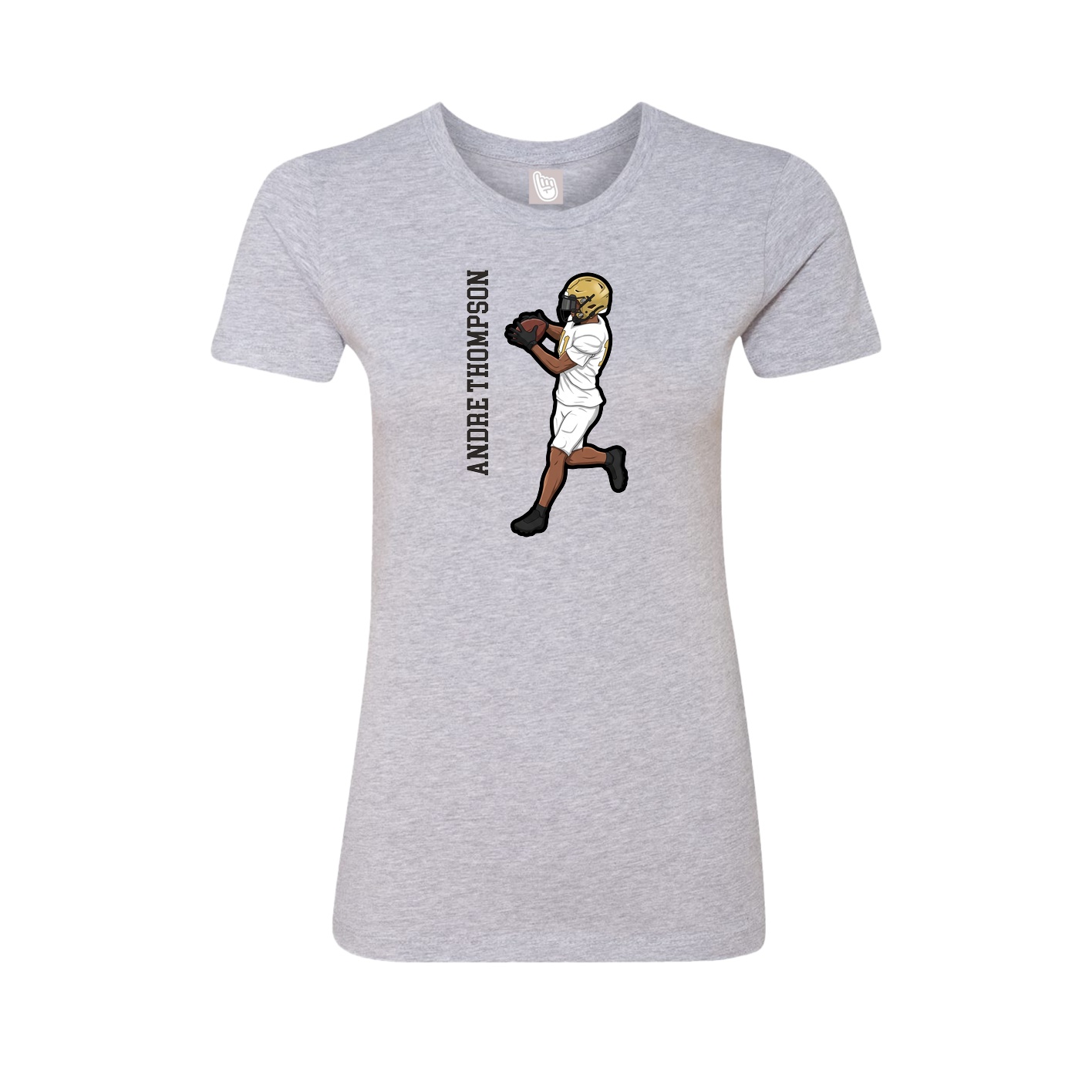 Fitted Women's Tee — Name Vertical in Grey
