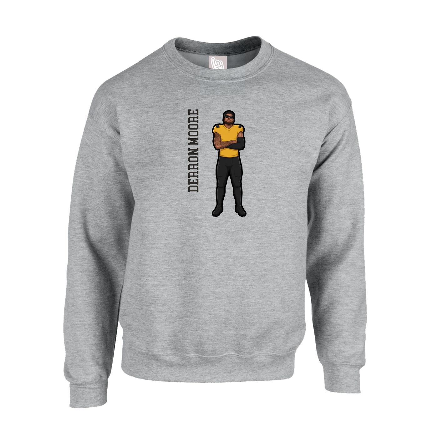Fleece Crew — Name Vertical in Grey