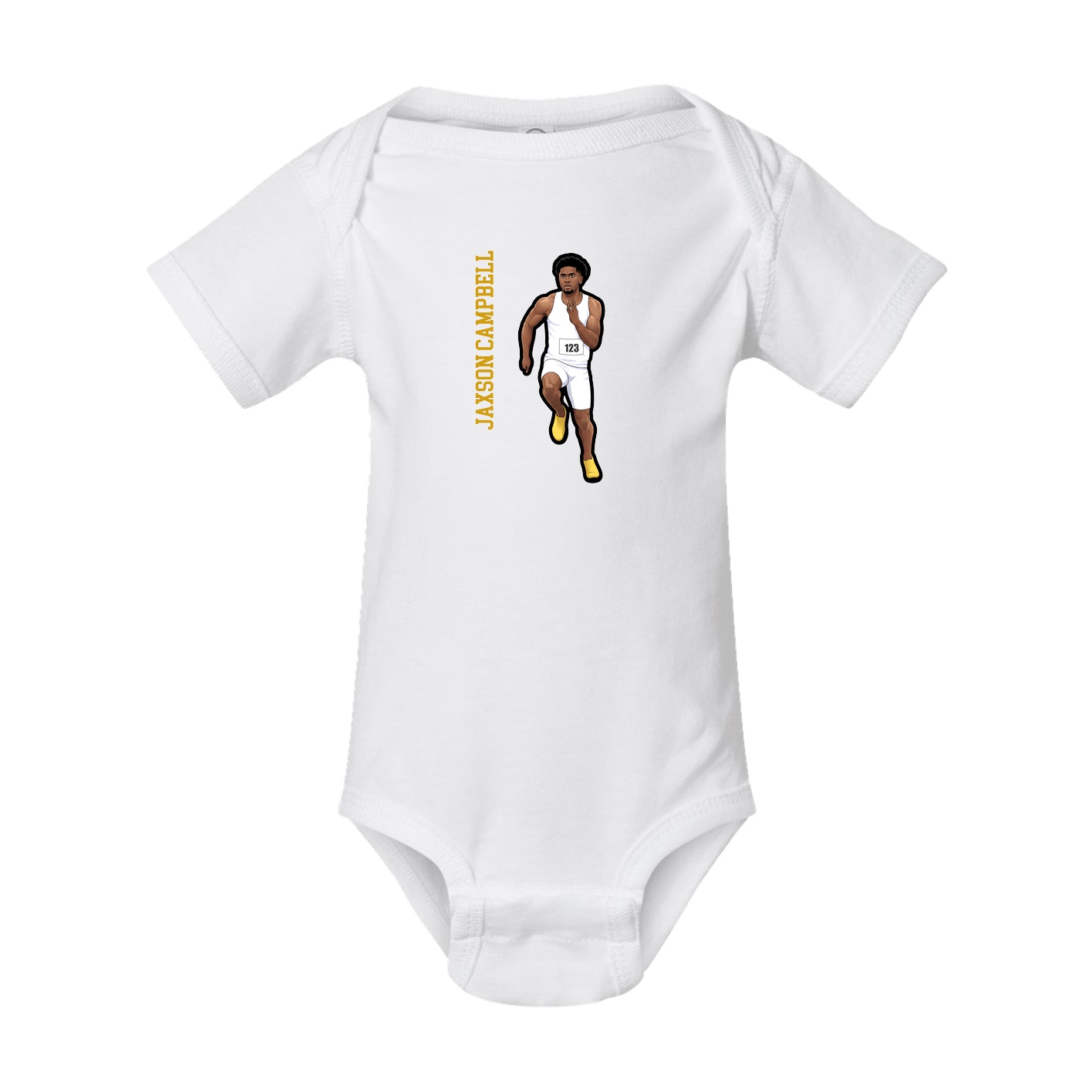 Baby Onesie — Name Vertical in White